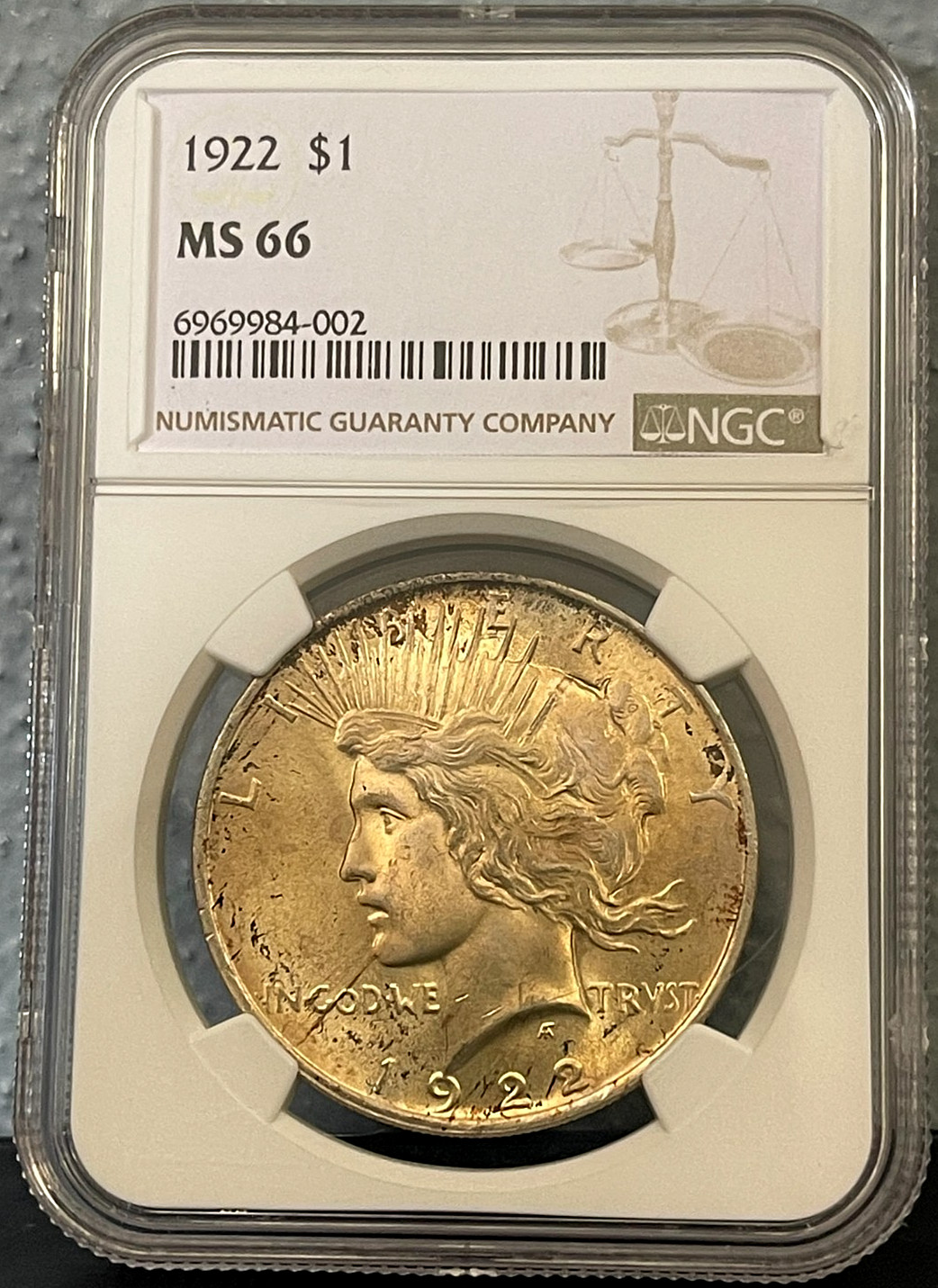 1922-P Peace Dollar NGC MS66 - STUNNING Golden Tone! A RARE Find