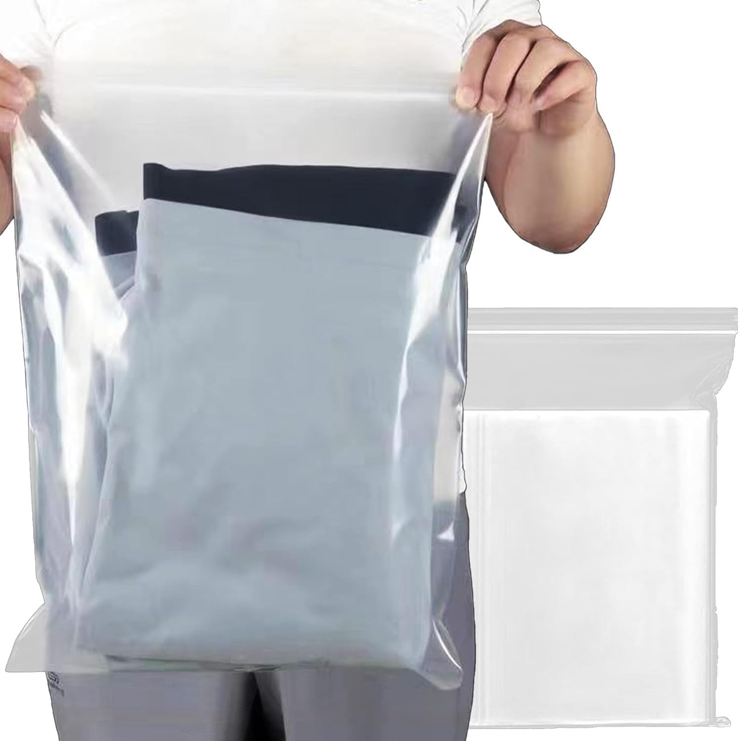 20PCS Clear Resealable Clothing Storage Bags, 12" x 16" 2.5-Gallon Jumbo Bags fo