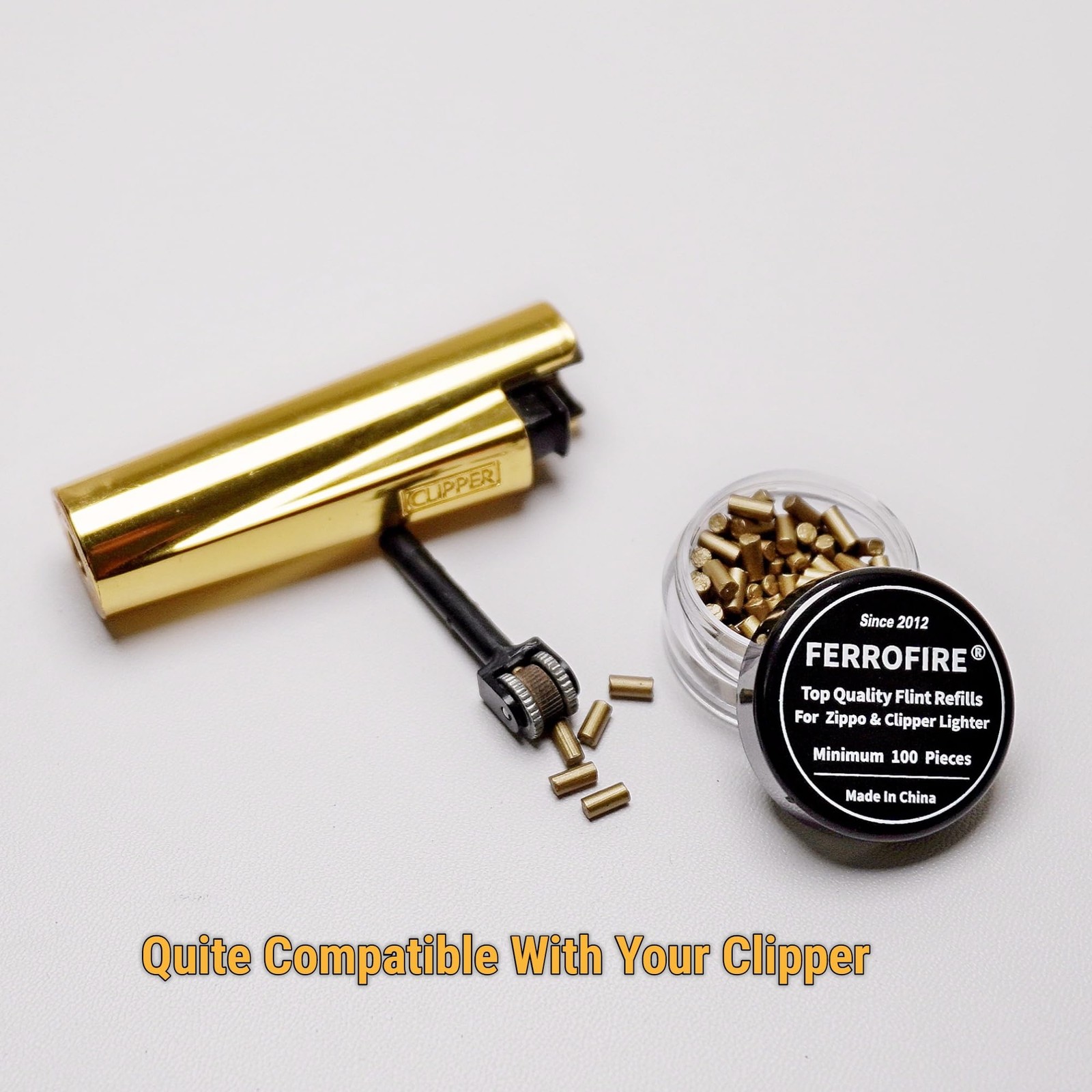 100-Pack Premium Replacement Flints Compatible with Zippo Clipper Lighters |