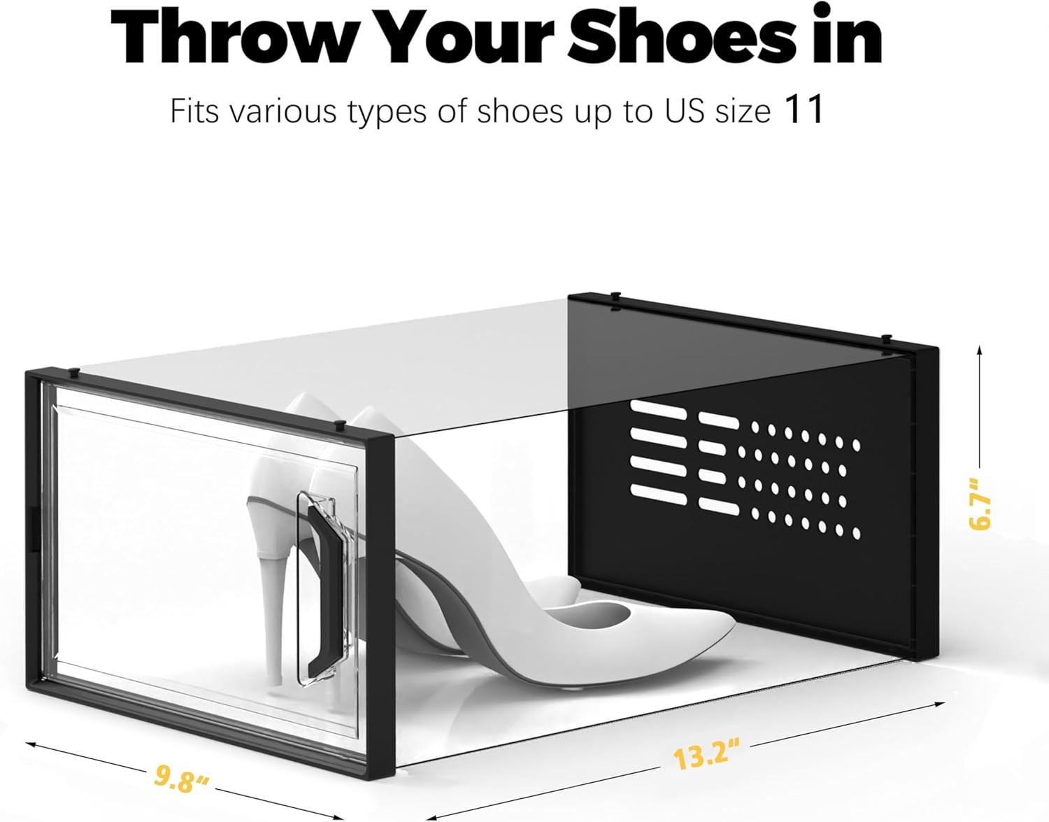 X-Large Shoe Storage Box Fit Size 11 Clear Plastic Stackable Shoe Organizer