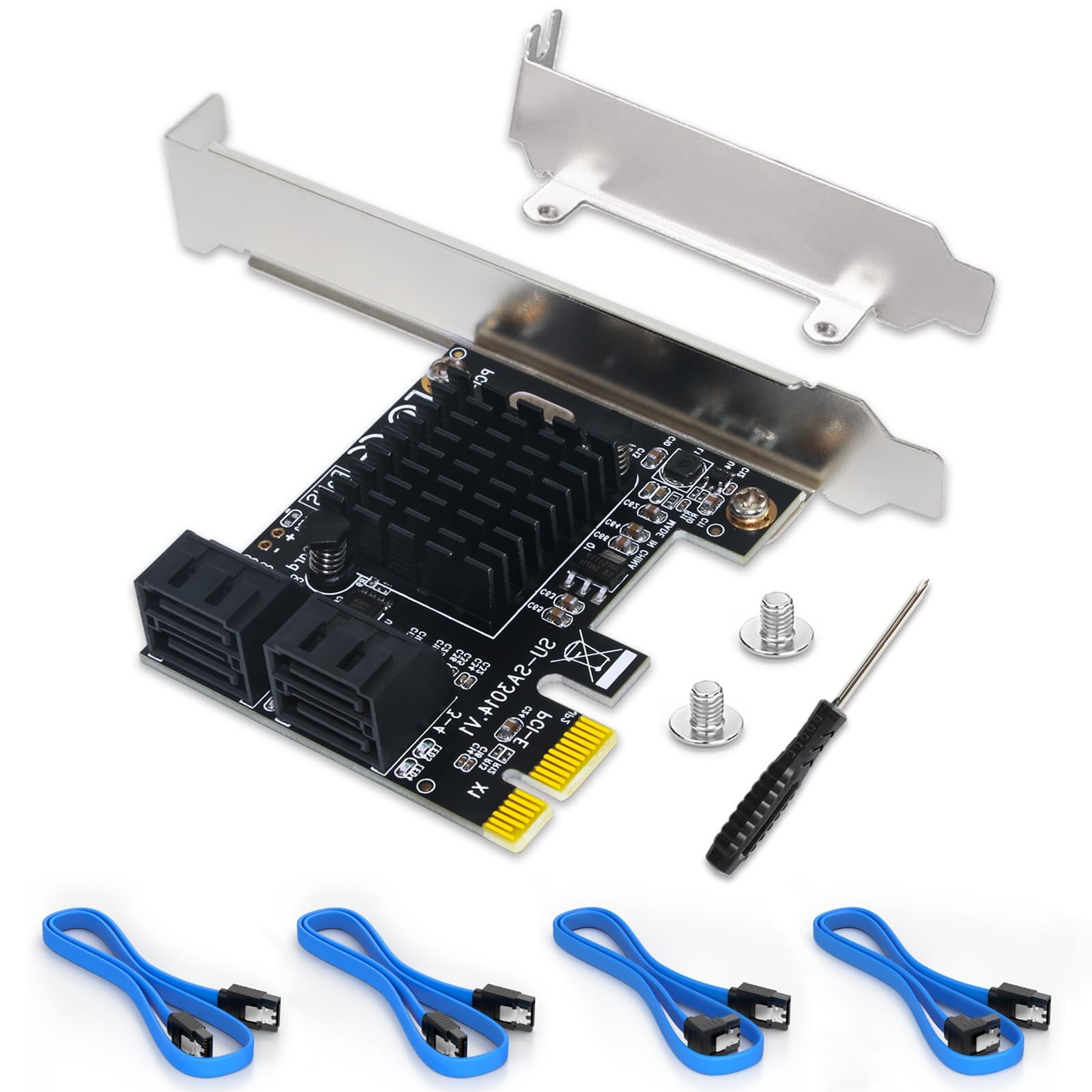 PCIe SATA Card 4 Port Expansion, 6Gbps 3.0 Controller Adapter with 4...