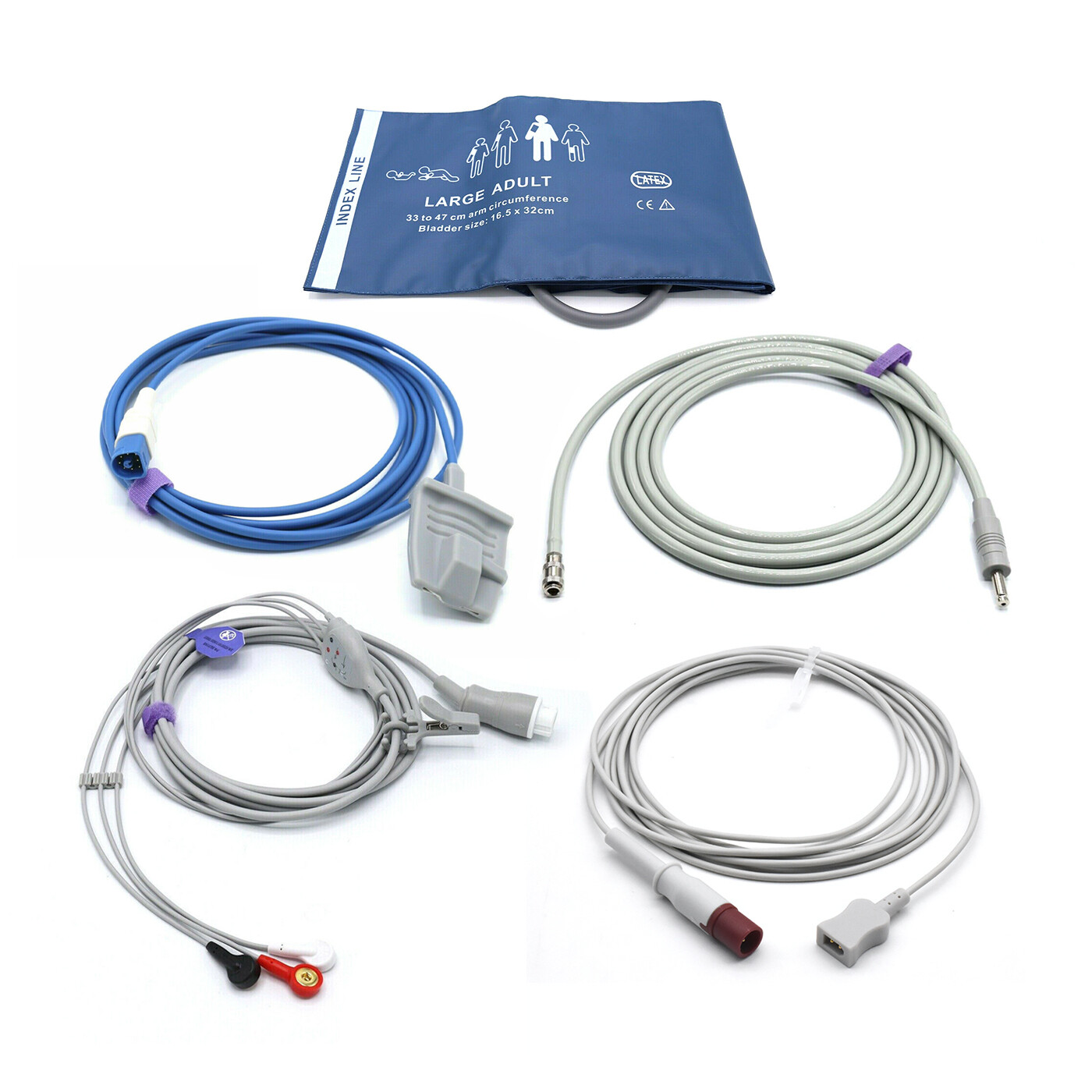 Philips Accessories Kit Bundle - Cuff, Hose, SpO2, ECG, Temperature Adapter -USA