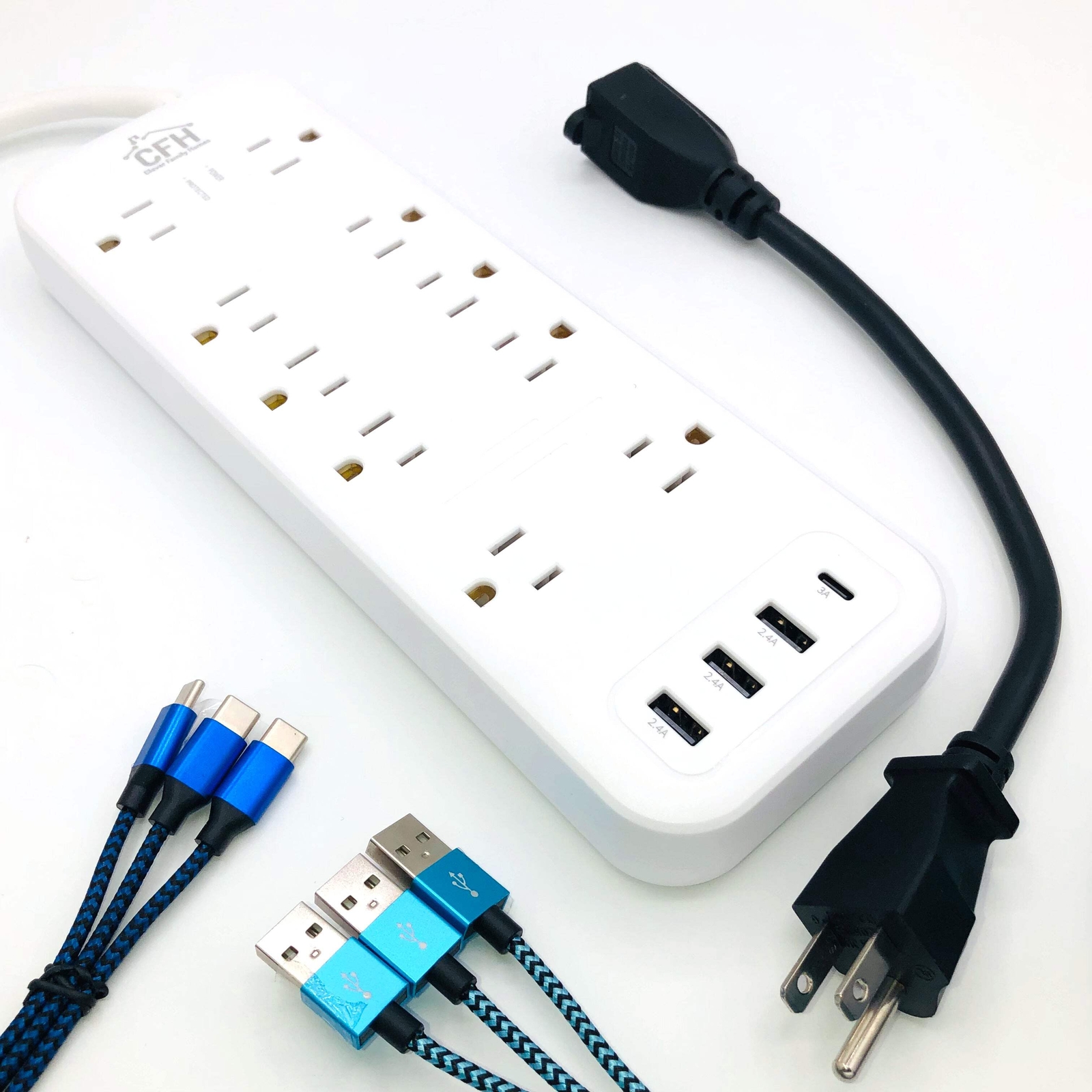 ⚡Heavy Duty 3000-Joule 10-Outlet 4-USB 🔥Fire Safe Surge Protector with outlet s