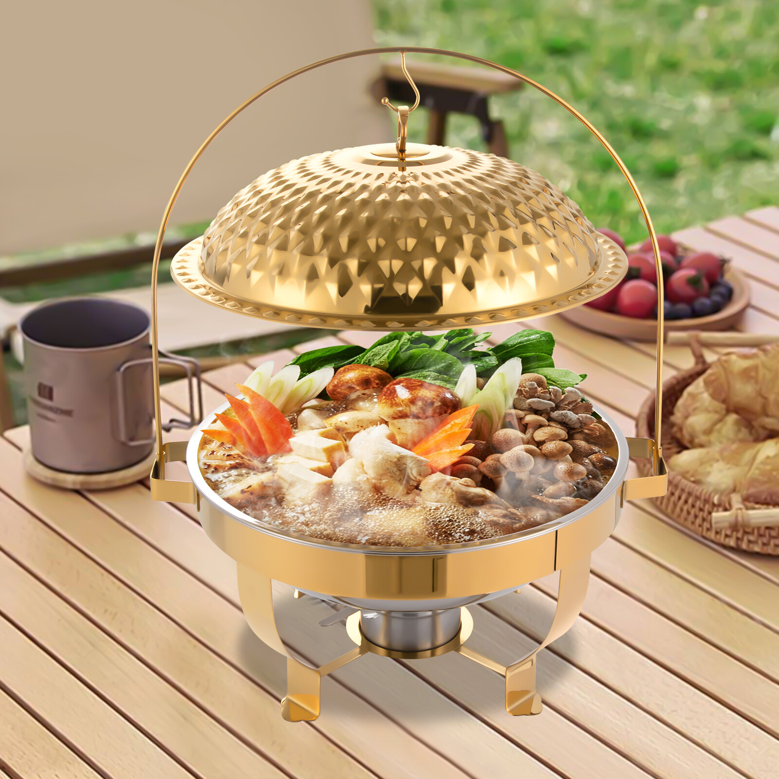 New Stove Hanging Lid Dining Stove Chafing Dish Buffet Set Stove Food Warmer 8L