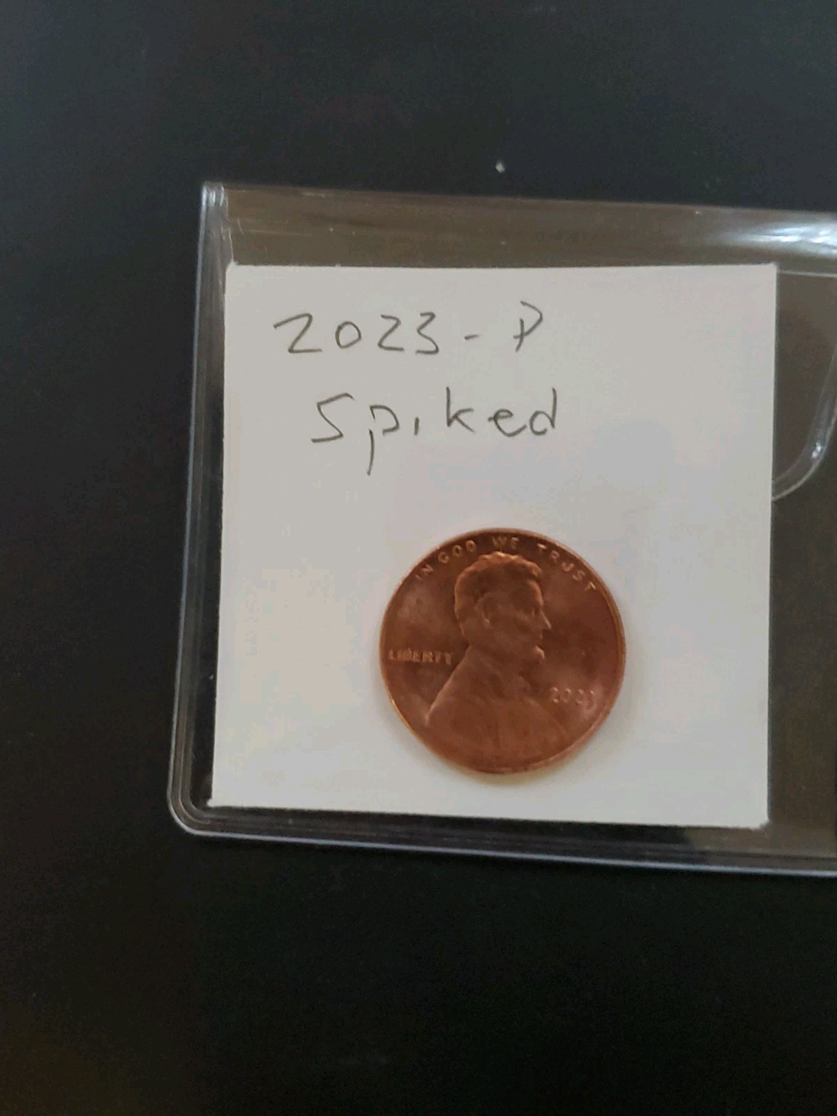 Error, Large Die Crack 2023 P cent w/ spiked Head error