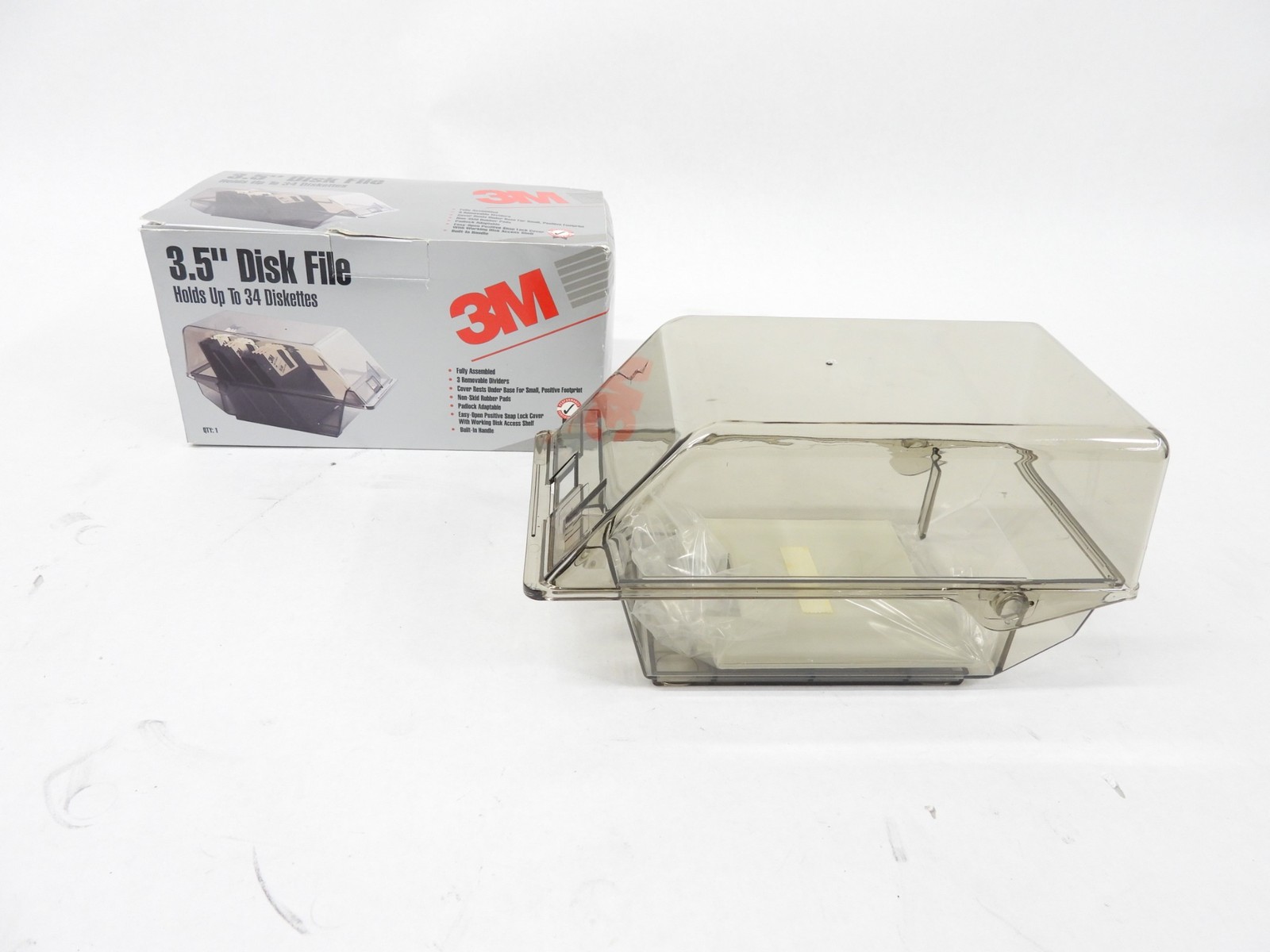3M 3.5" Vintage Computer Disk File Holds 34 Diskettes With Original Box (nice)