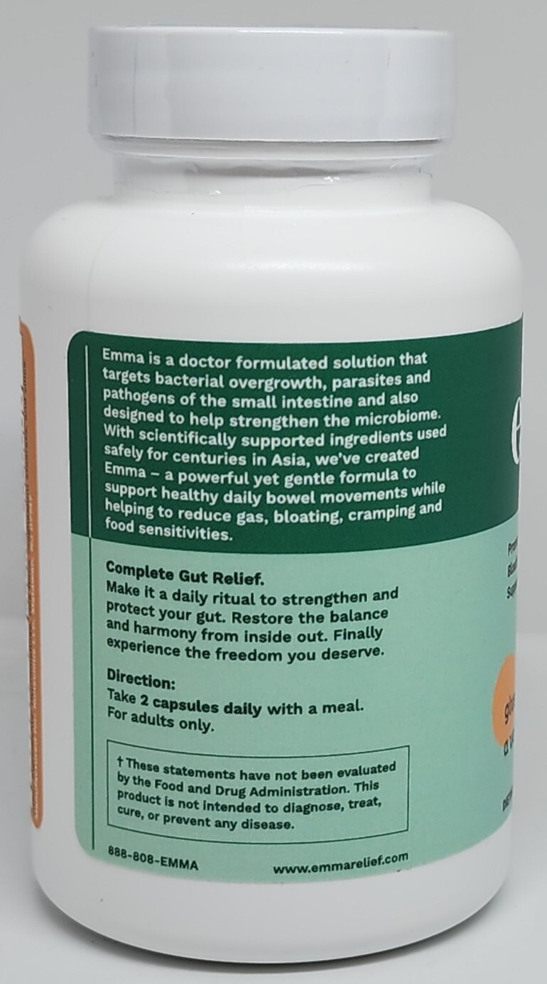 Emma Relief Supplement by Konscious Solution for Gut Health Issues 60 capsules