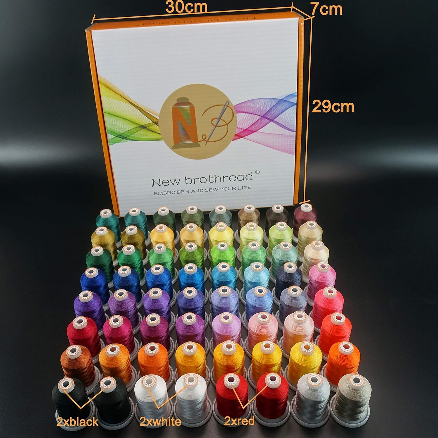 64 Spools 1000M Polyester Embroidery Thread Kit for Professionals & Beginners