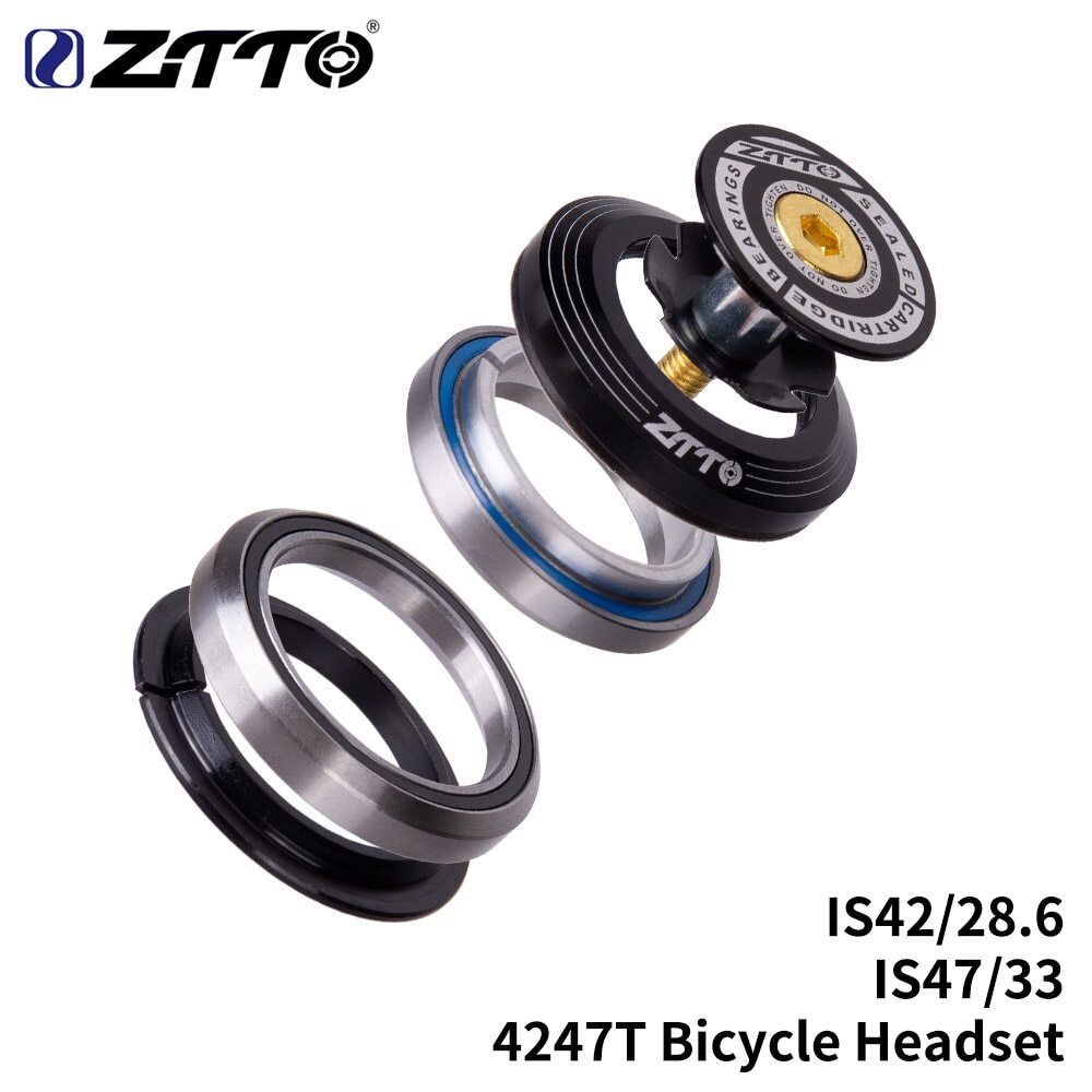 Bike Bearing Headset 42mm 47mm 1 1/8"-1 1/4" 33mm Tapered Tube fork Headsets