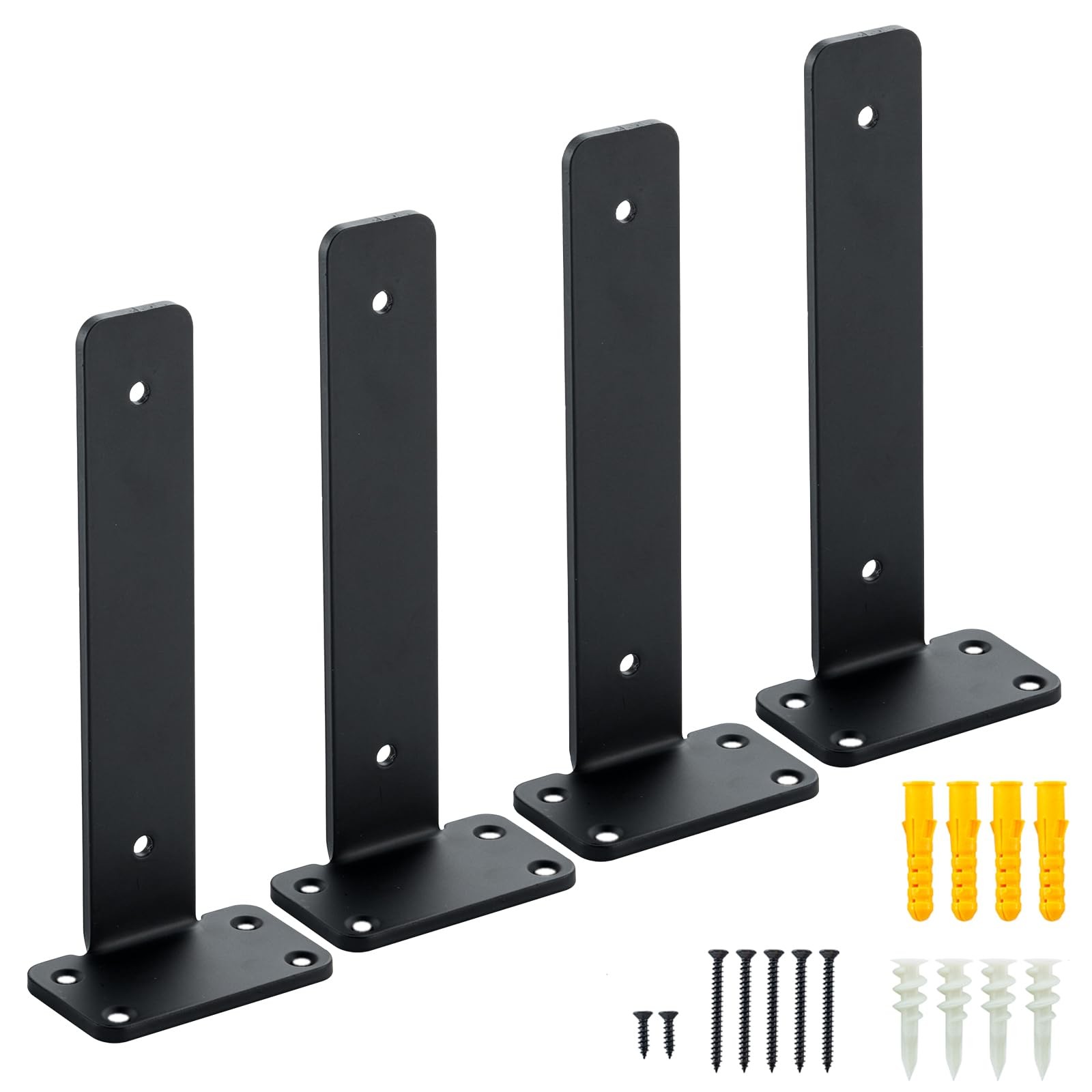 4 PCS Matte Black Heavy Duty Hidden L Shape Floating Shelf Bracket 6 Inch