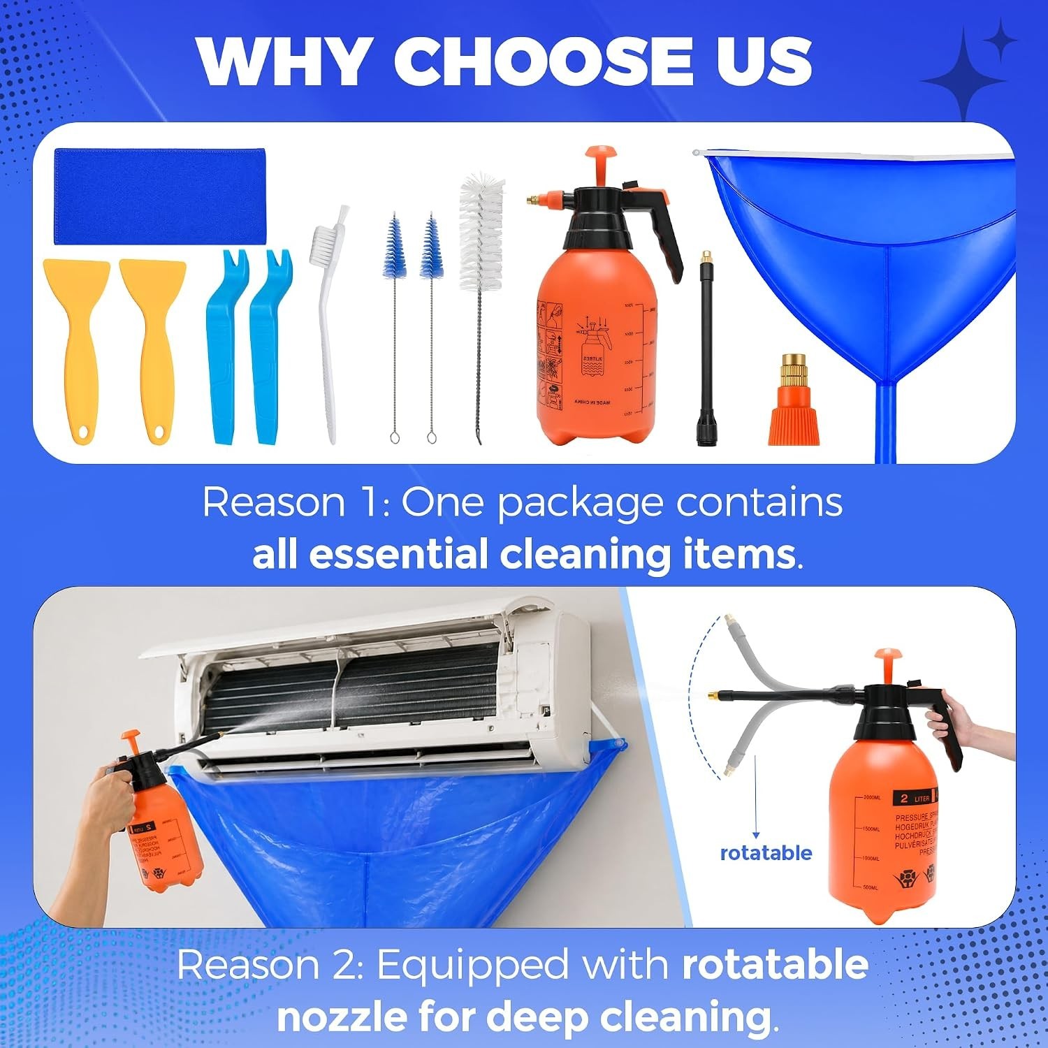 Mini Split Cleaning Kit: Waterproof Mini Split Cleaning Bag with 2L Rotatable...