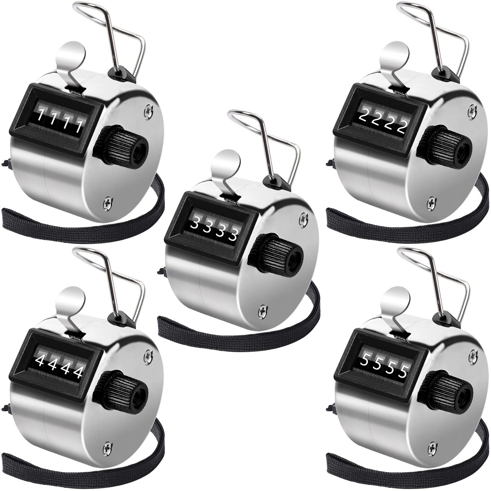 5 Pcs 4-Digital Handheld Mechanical Counter Clicker Number Tally Counter
