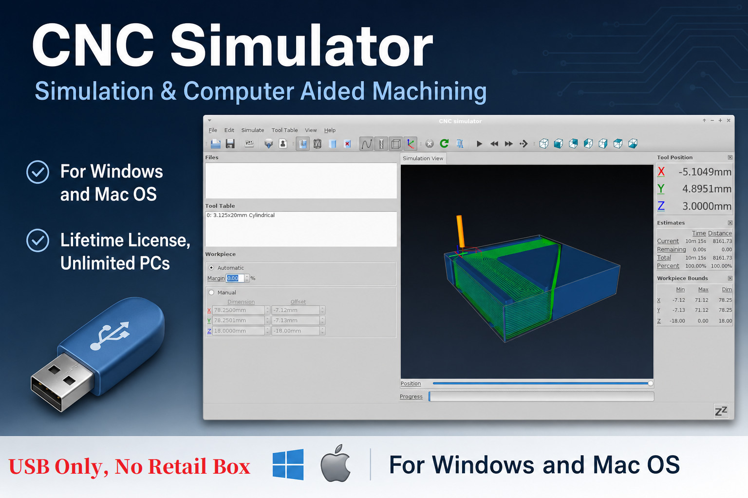 CNC Simulator Software 2026 for CAD CAM Milling Machine or Router, Windows & Mac
