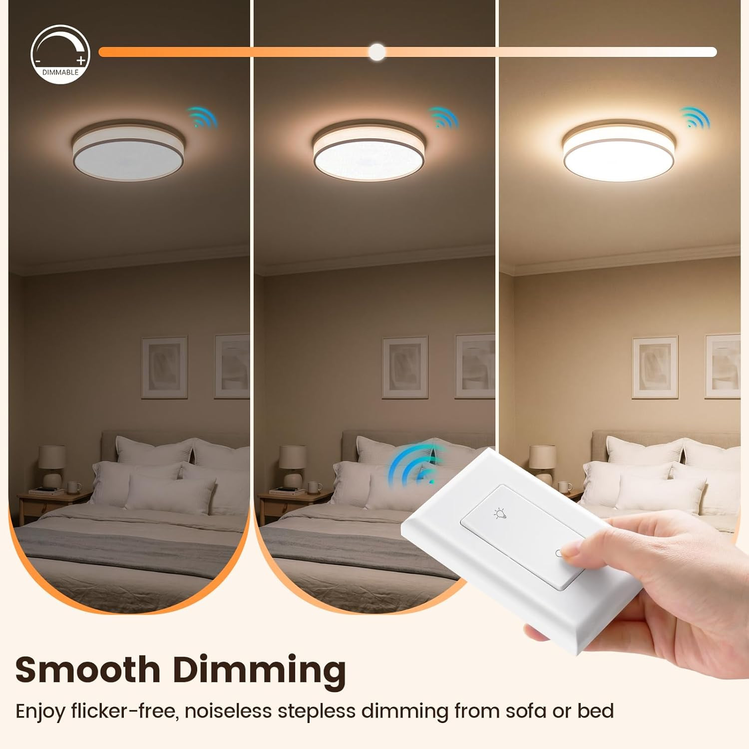 SURAIELEC Dimmer Light Switch Kit, Wall Switch Remote & Receiver, Single Pole, N