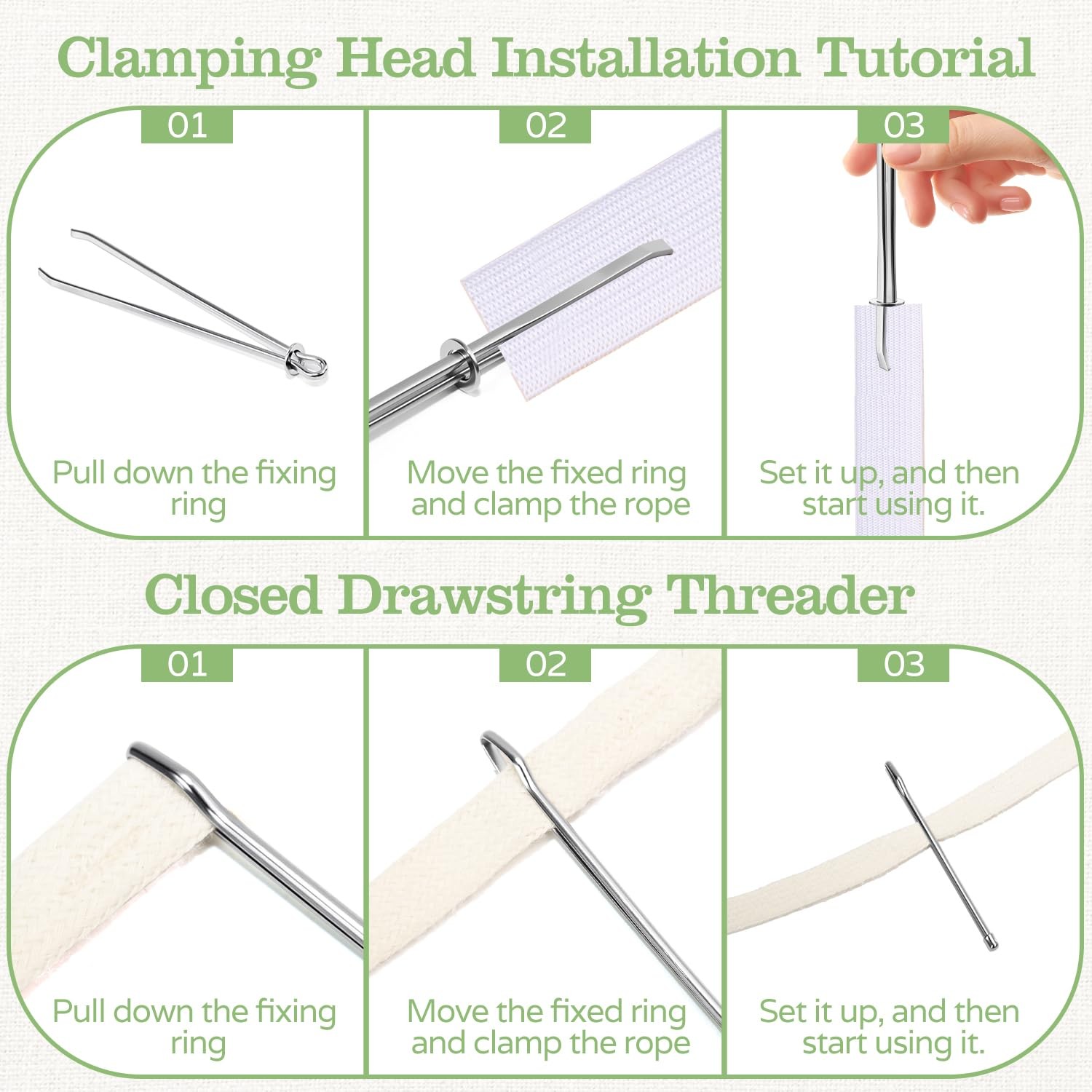 12 Pcs Metal Drawstring Threader Tool with Clip - Bodkin Sewing Tool for Elas...