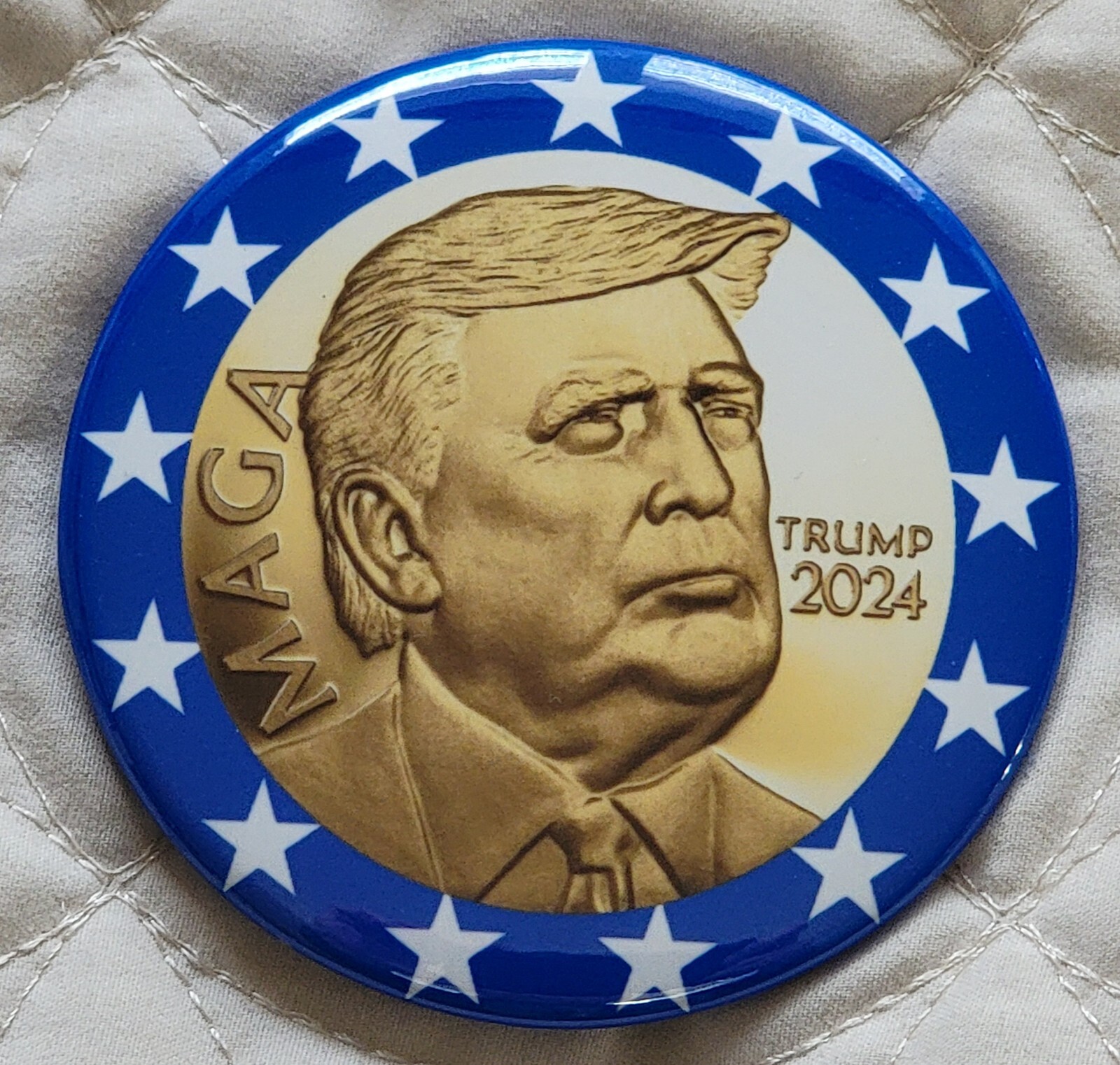 TRUMP 2024,Rare,"Gold Coin",President,3" Button,Pin,Election,Vote,MAGA,Rare