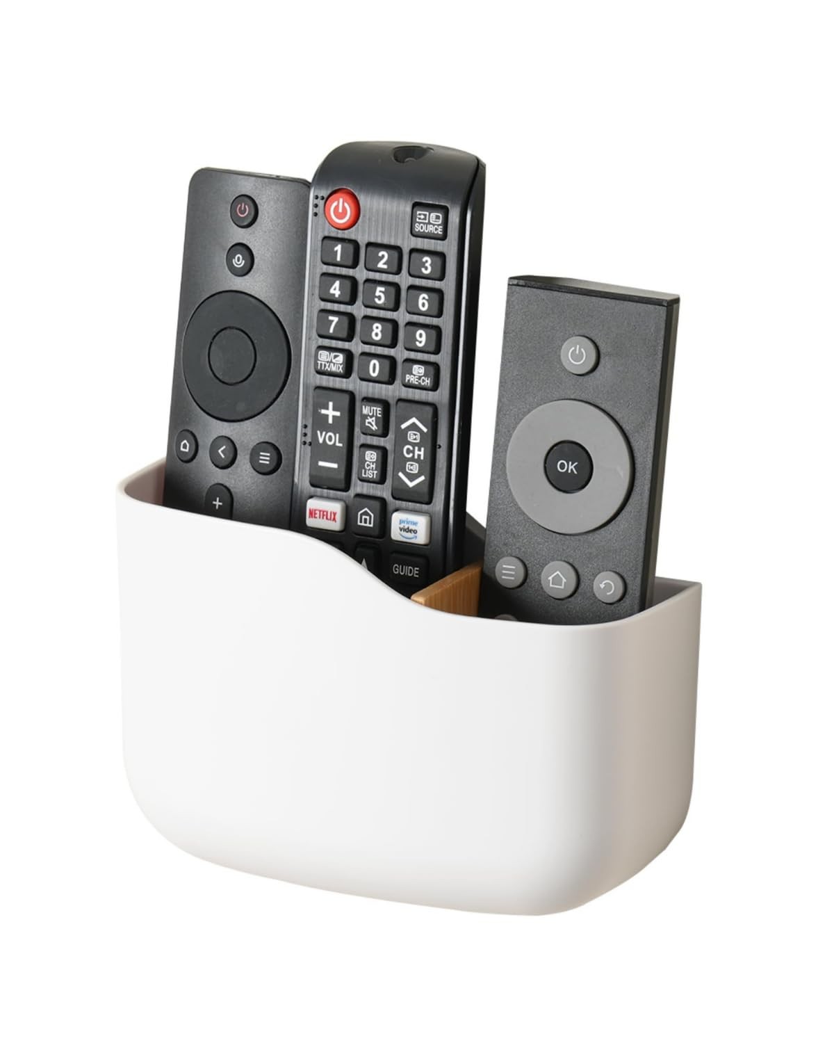 1 PCS TV Remote Holder Wall Mount Universal Bedside Caddy Organizer White