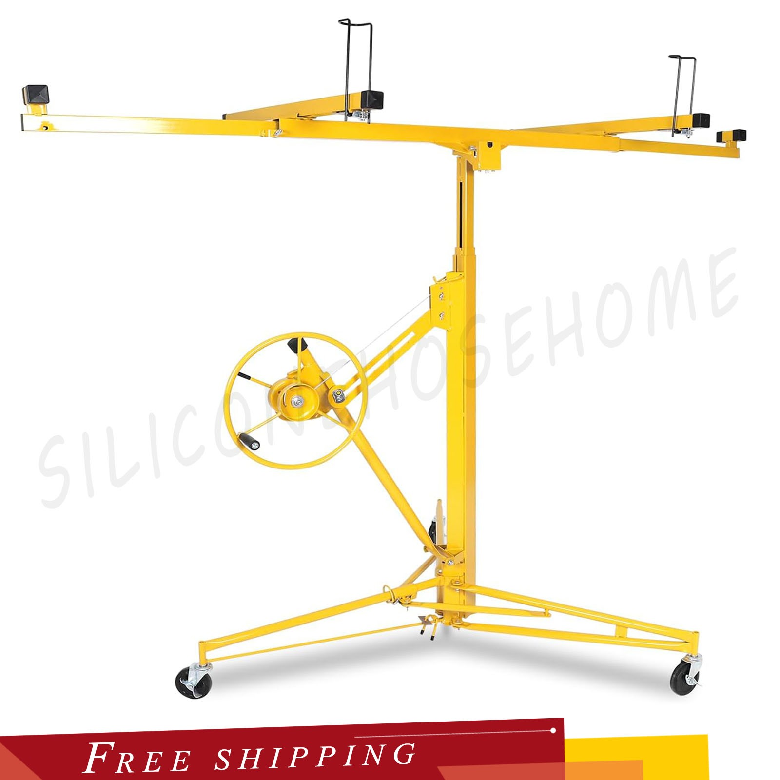 11FT Drywall Lift Panel Hoist Sheetrock Plasterboard Jack Lifter 150LB Yellow