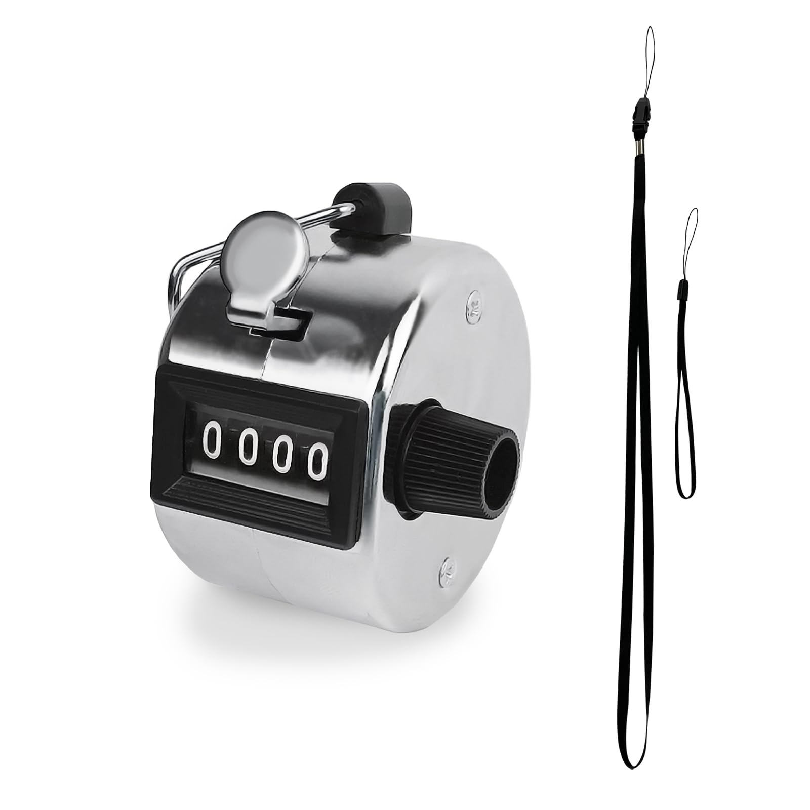 Metal Hand Tally Counter 4 Digit Mechanical Clicker 09999 Reset Knob Silver