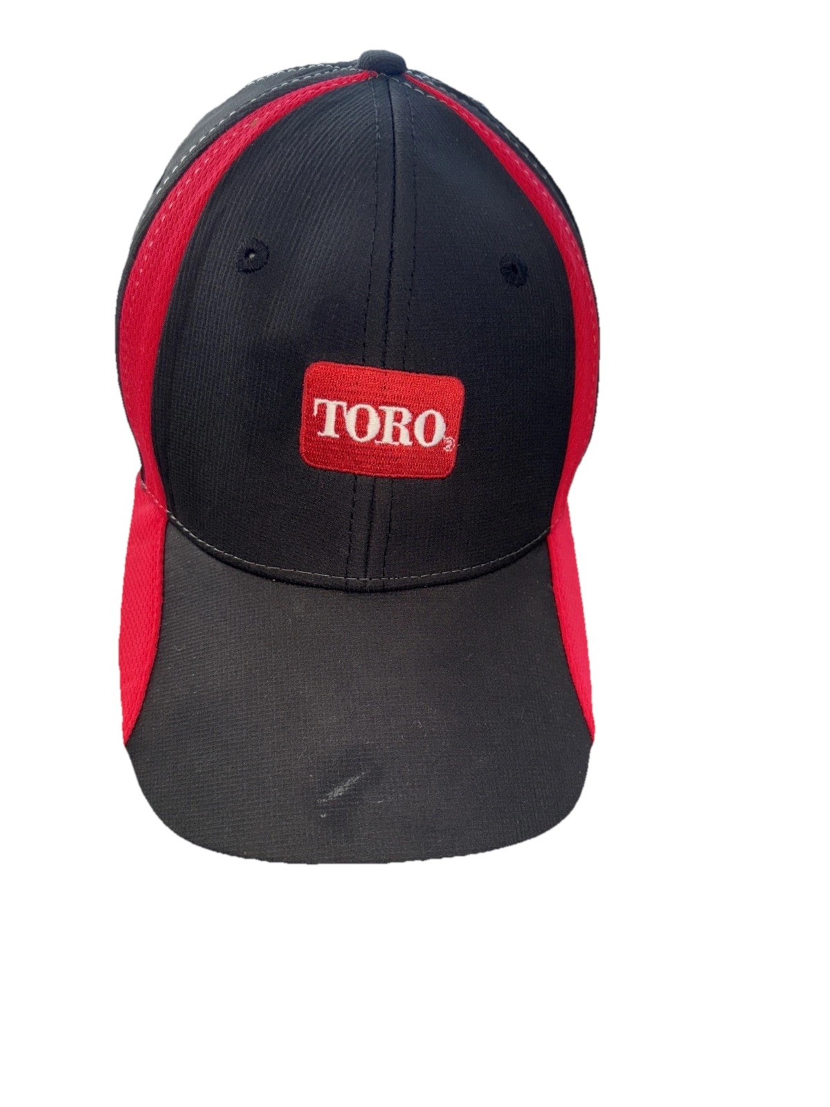 TORO in White on Black Maroon Accented Hat Cap Hook Loop Polyester