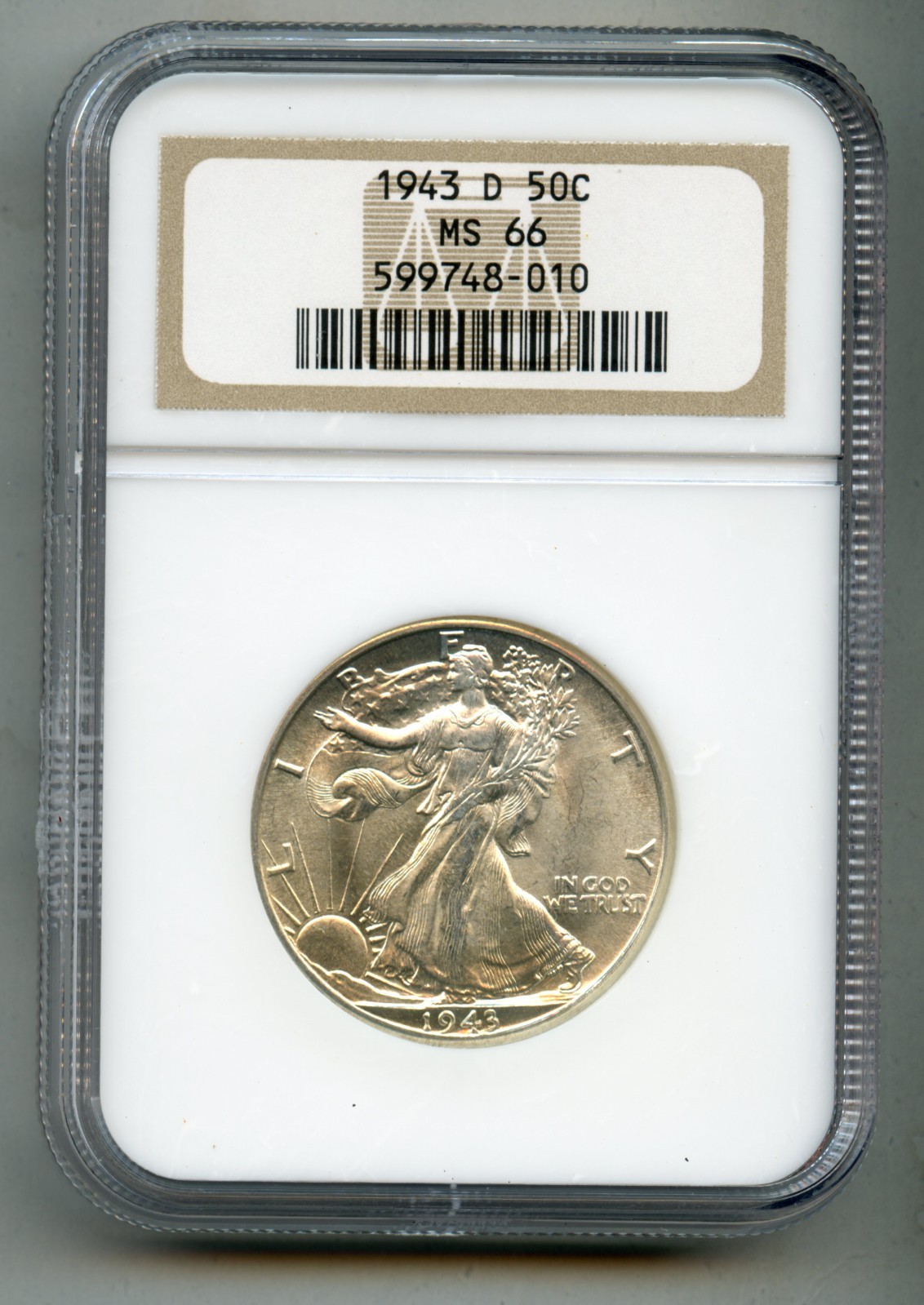 1943 D Walking Liberty Silver Half Dollar NGC MS 66