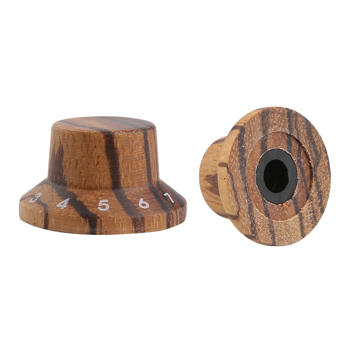 4pcs Zebra Wooden Knobs ST LP Style Bell Knobs Guitar Bass Top Hat Knob 1-10