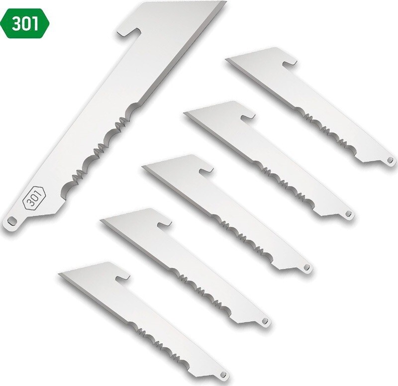 Outdoor Edge Pack Of Six 3" Satin Partially Serrated 420J2 Steel Utility Blades