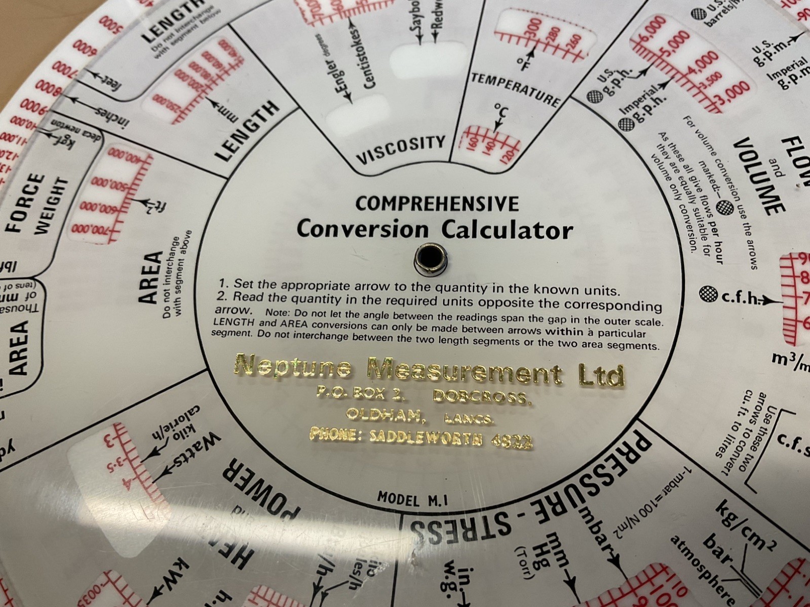 Vintage Neptune Measurement Comprehensive Conversion Calculator
