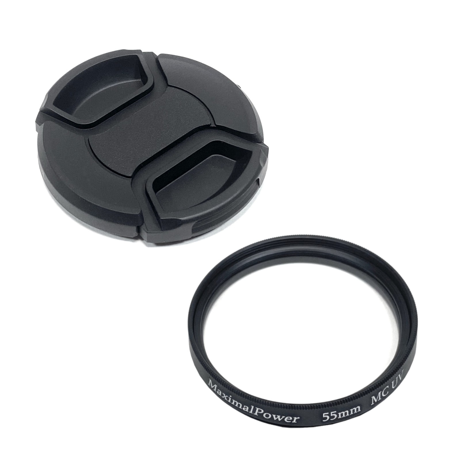 Refuelergy 55mm Lens Cap + UV Filter for Sony Canon Nikon Olympus-Snap On Guard
