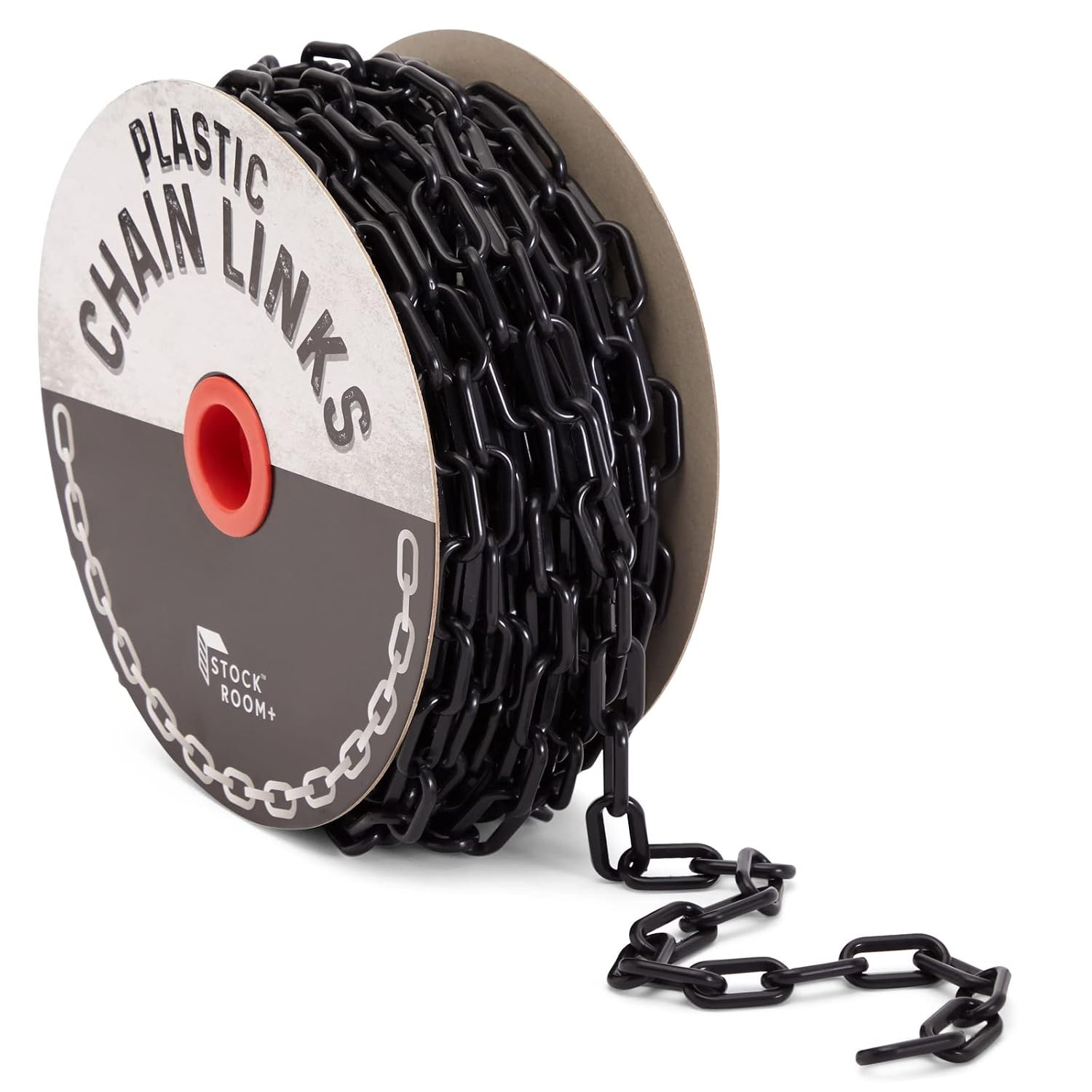 Black Chain for Parking Barrier - 100-Foot, 1.5-Inch Links - Plastic Safety Chai