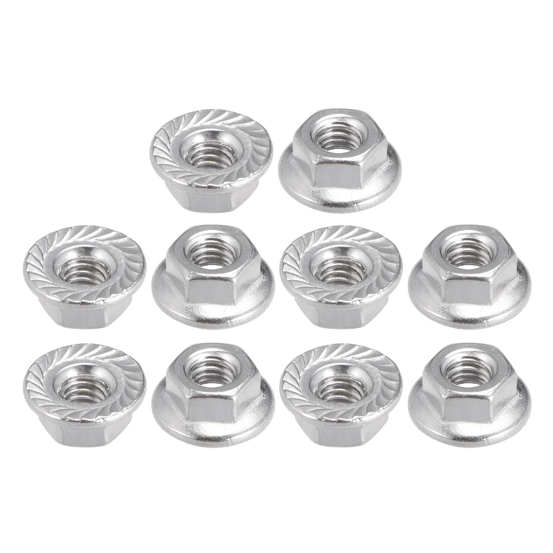 10pack M4 Serrated Flange Hex Lock Nuts 304 Stainless Steel