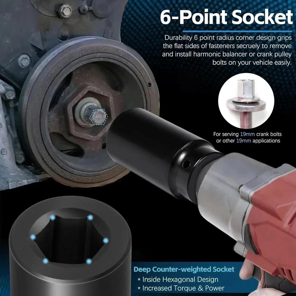 For Honda Crank Pulley Tool 19Mm Harmonic Balancer Socket & 50Mm