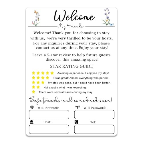 Magnetic Acrylic Welcome Sign for Air Bnb & Vacation Short Term Rentals
