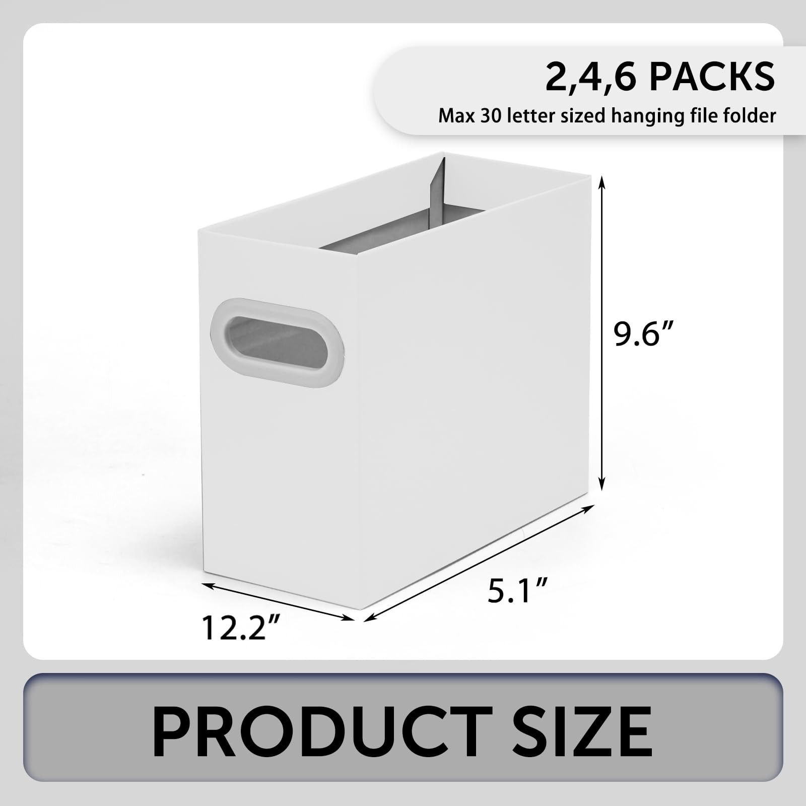 Collapsible File Organizer Box With Handle Cardboard Hanging Document Holder