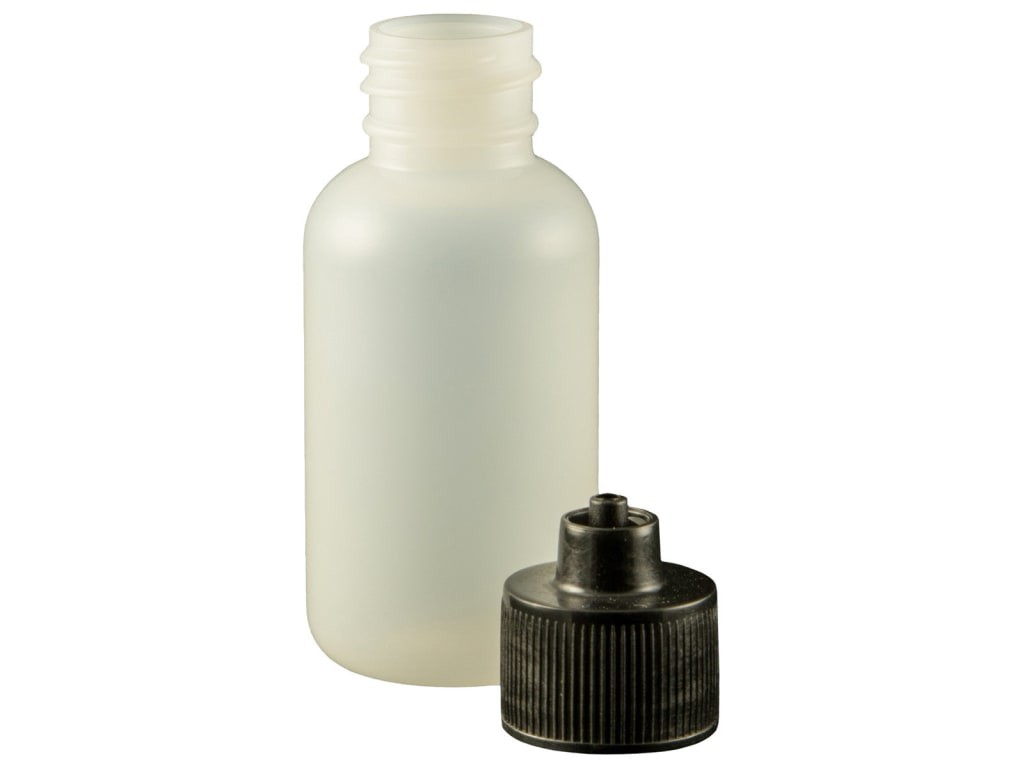 Jensen Global JG2.0BC - 2 oz. Bottle LDPE Boston Round w/ Black Luer Lock Cap -