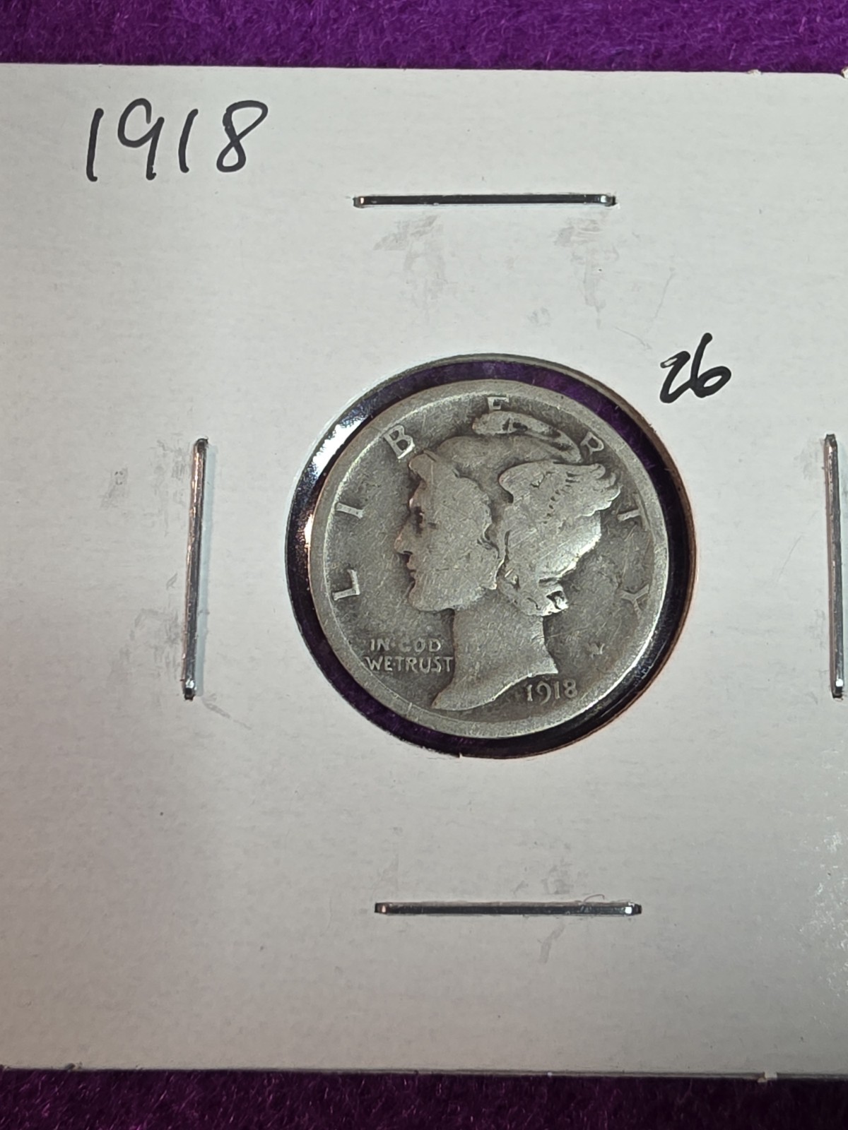 1918-P Mercury Silver Dime - 90% SILVER -