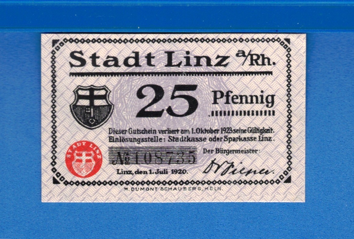 Germany Notgeld Linz am Rheim 25 Pfennig 1923 Uncirculated Banknote 108735