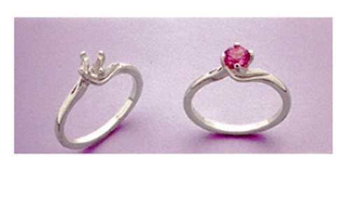 4.5mm Round Solitaire Twist Sterling Silver Pre-Notched Ring Setting Size 8