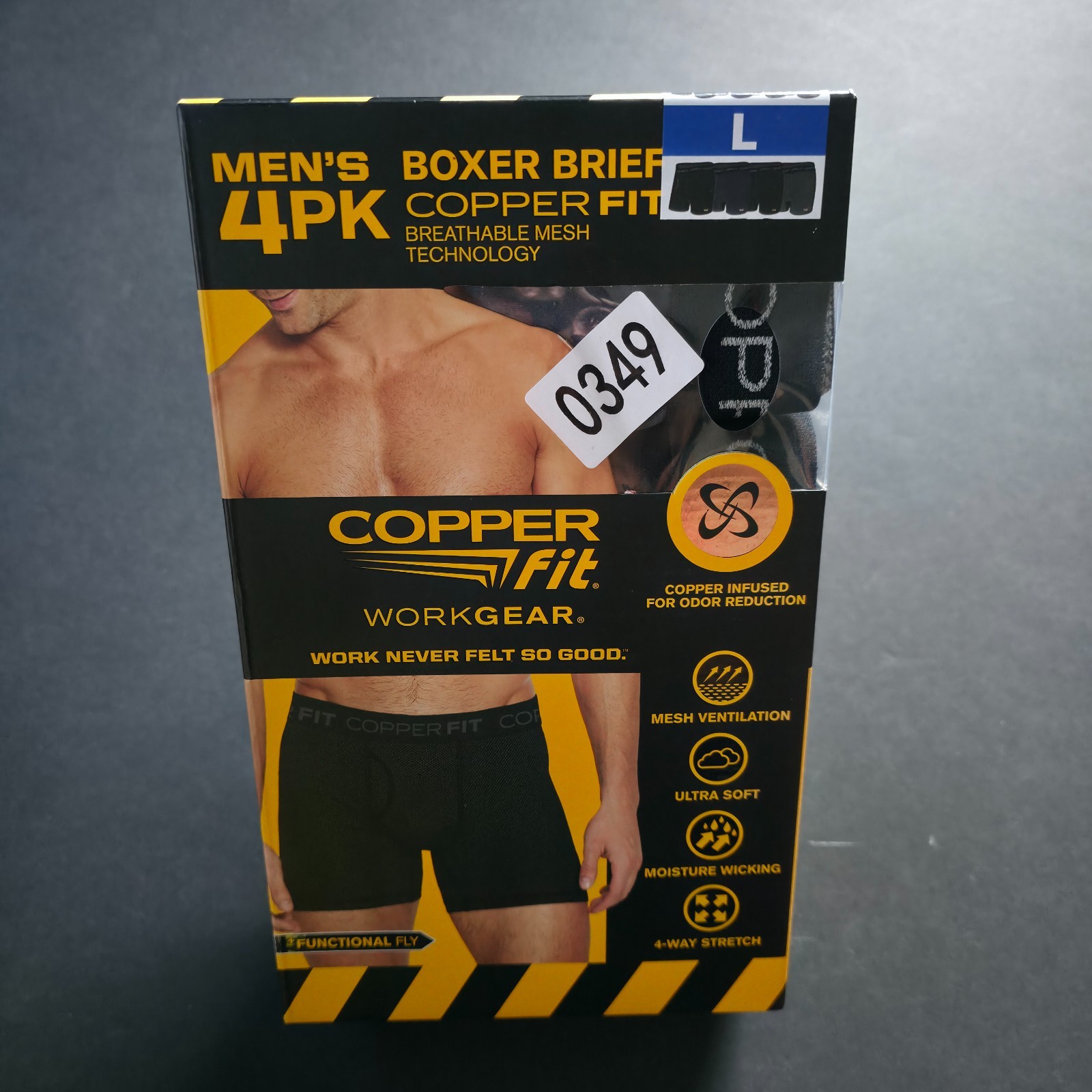 NWTS Copper Fit Men's Work Gear Performance Boxer Briefs Size - L