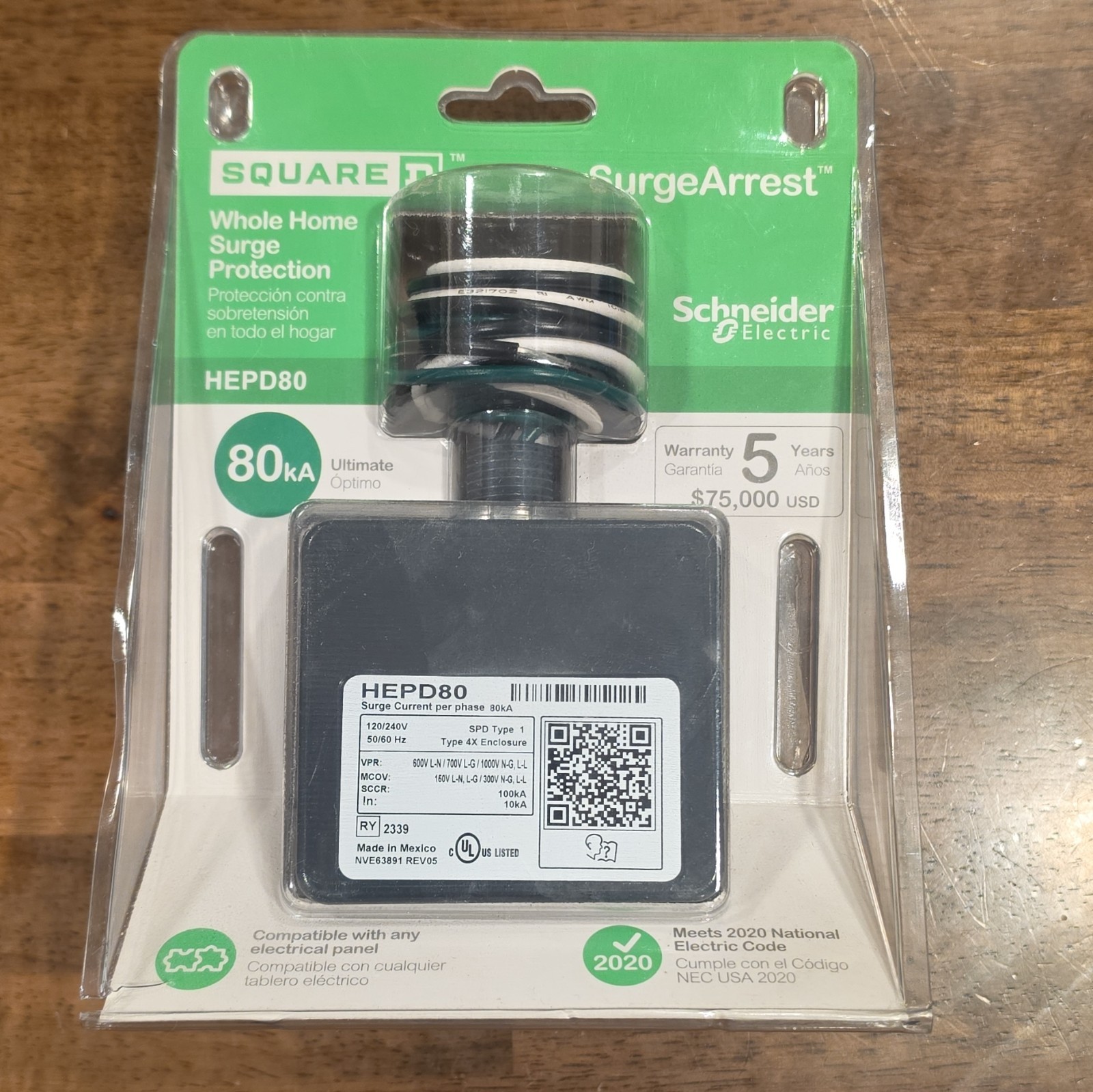 Square D HEPD Whole Home Electronics Protective Device, AC Surge Protection 80kA