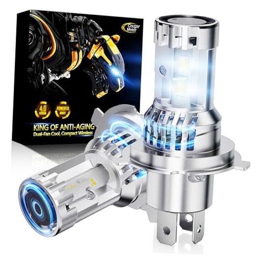 Fog Bulbs Bulb with Dual Cooling Fan, 10X Brightness Real 1:1 Size, Long H4