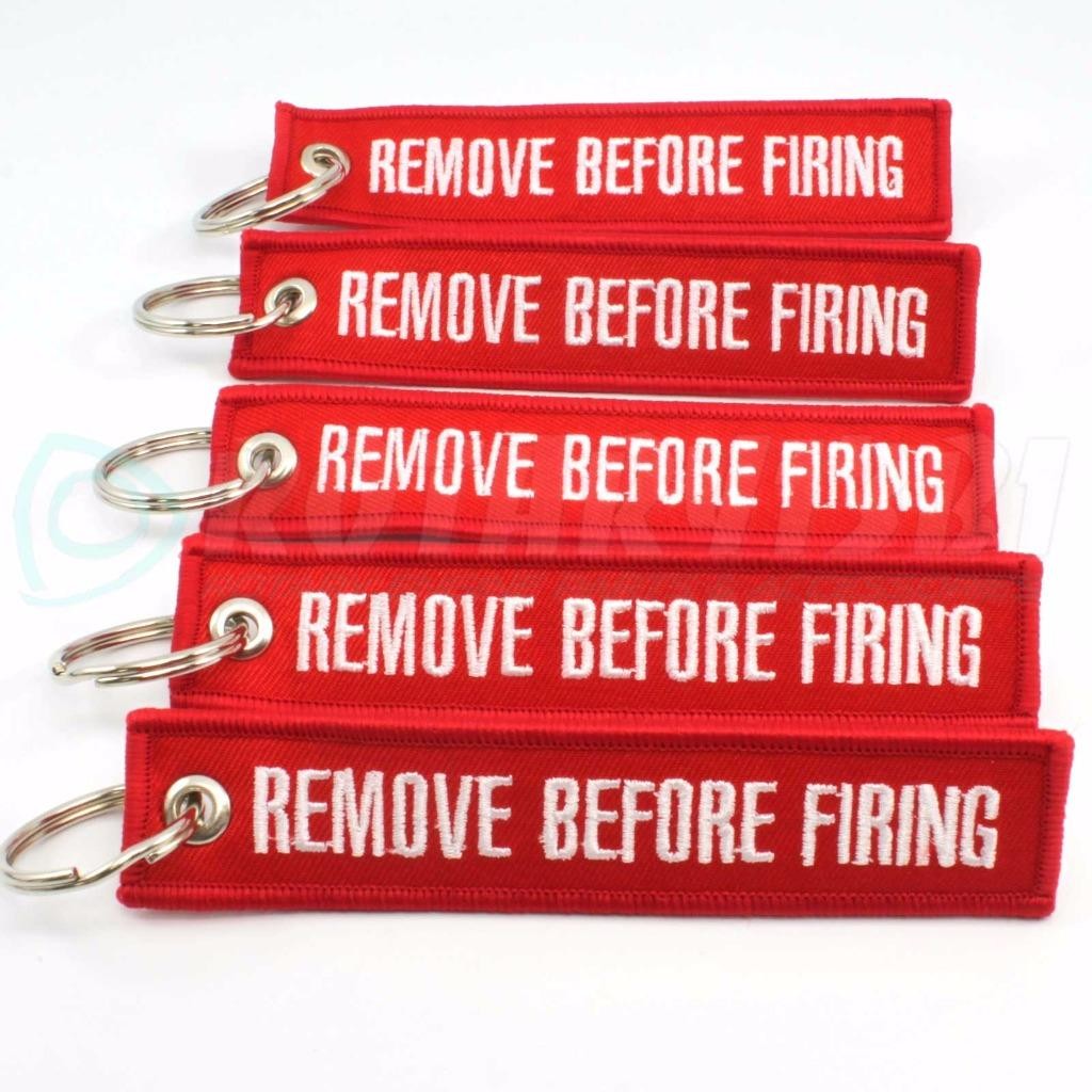 REMOVE BEFORE FIRING KEYCHAIN COLOR = RED/WHITE QTY 5 - GLOCK HK BERETTA