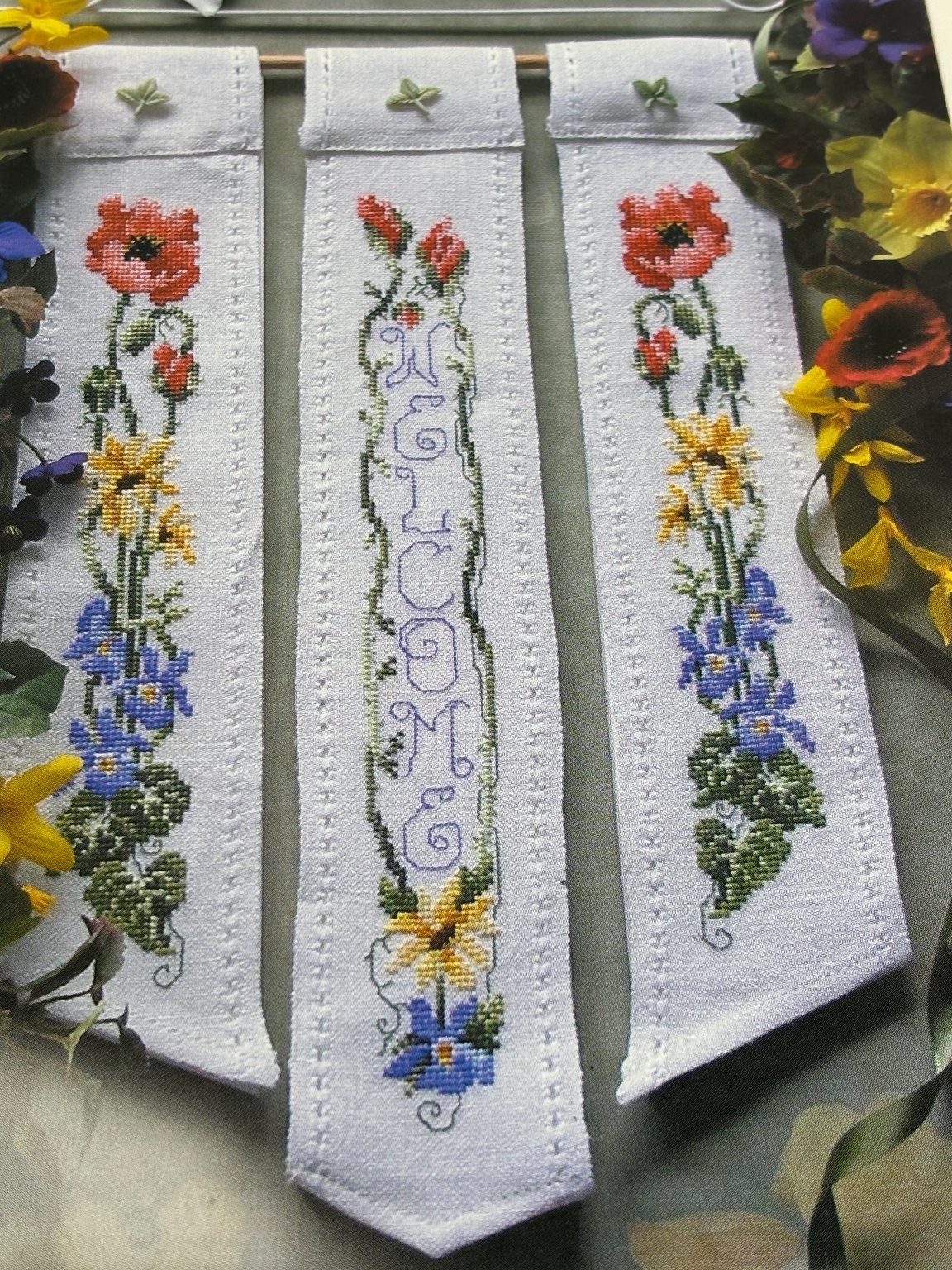 Poppies Welcome Banner Counted Cross Stitch Pattern Magazine Pages