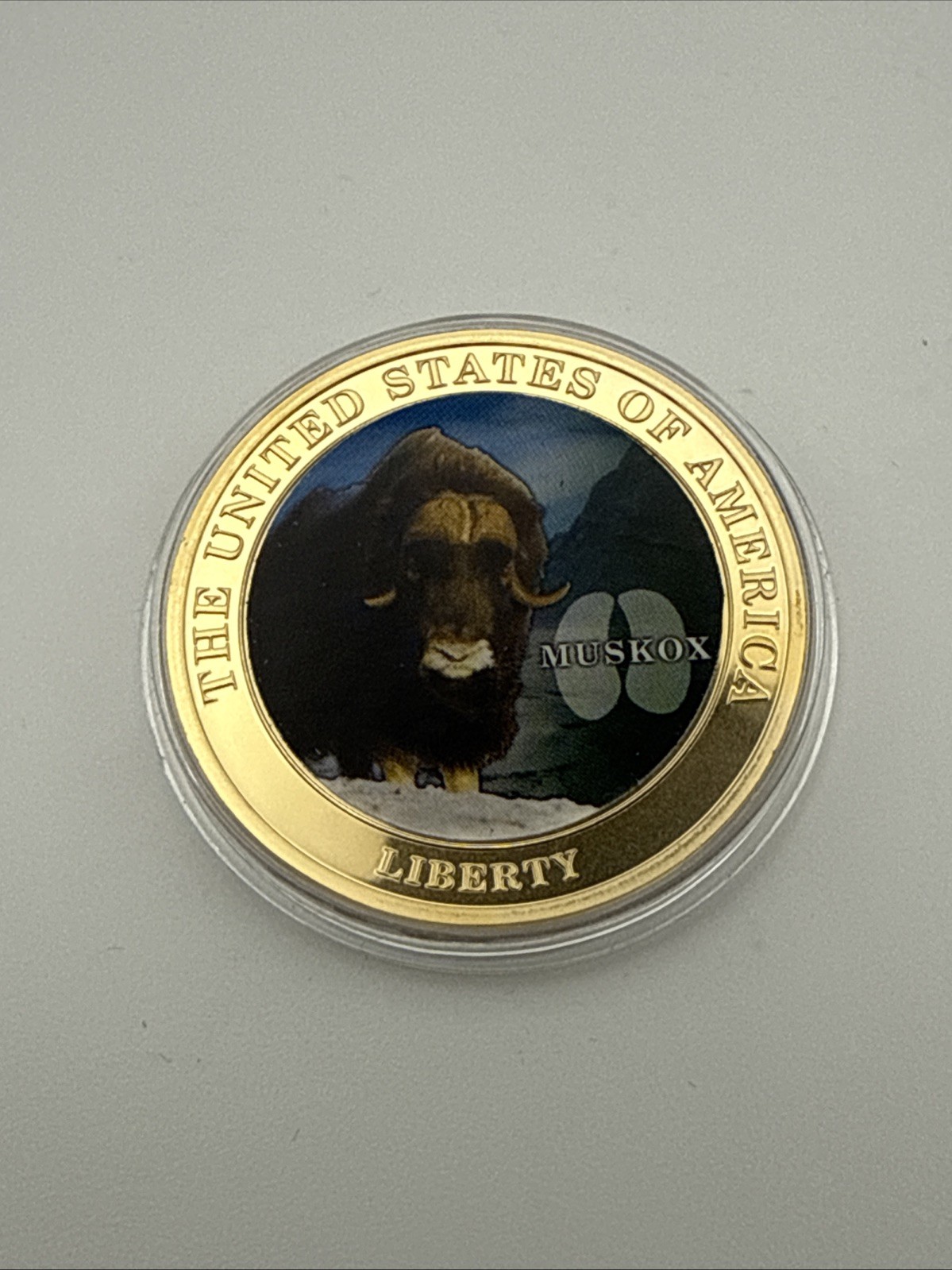Muskox Big Game Super 29 American Mint Cu, Layered 24k Gold Coin