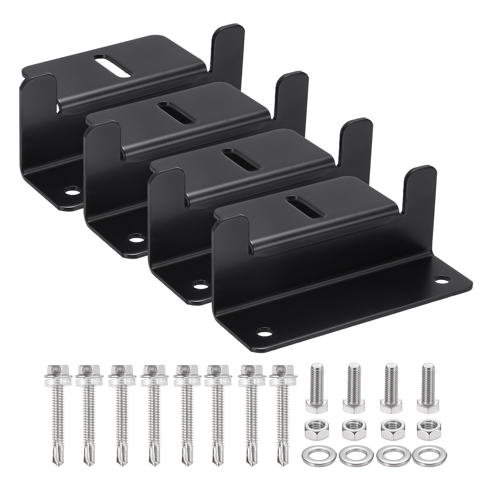 4 Set Solar Panel Mounting Brackets, Solar Panel Z Bracket with Screws, Black