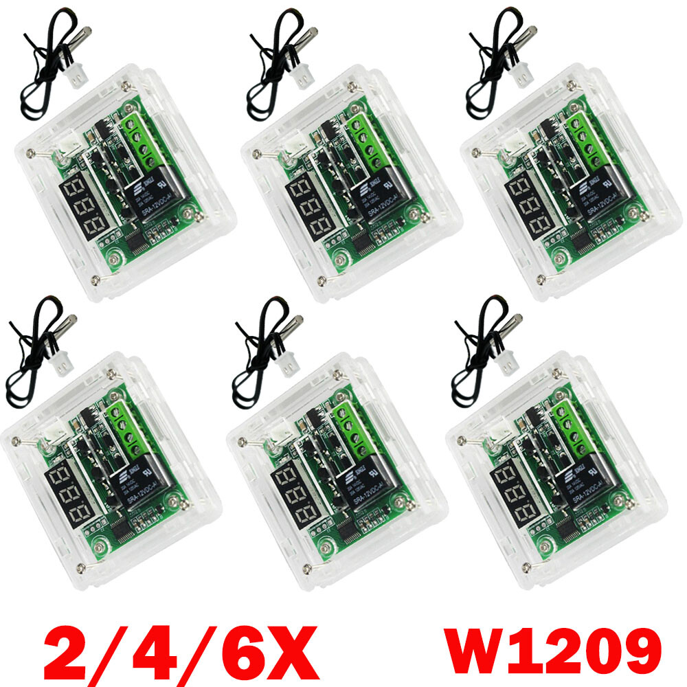 2/4/6Pcs W1209 12V Digital Thermostat Temperature Control Switch Sensor + Case