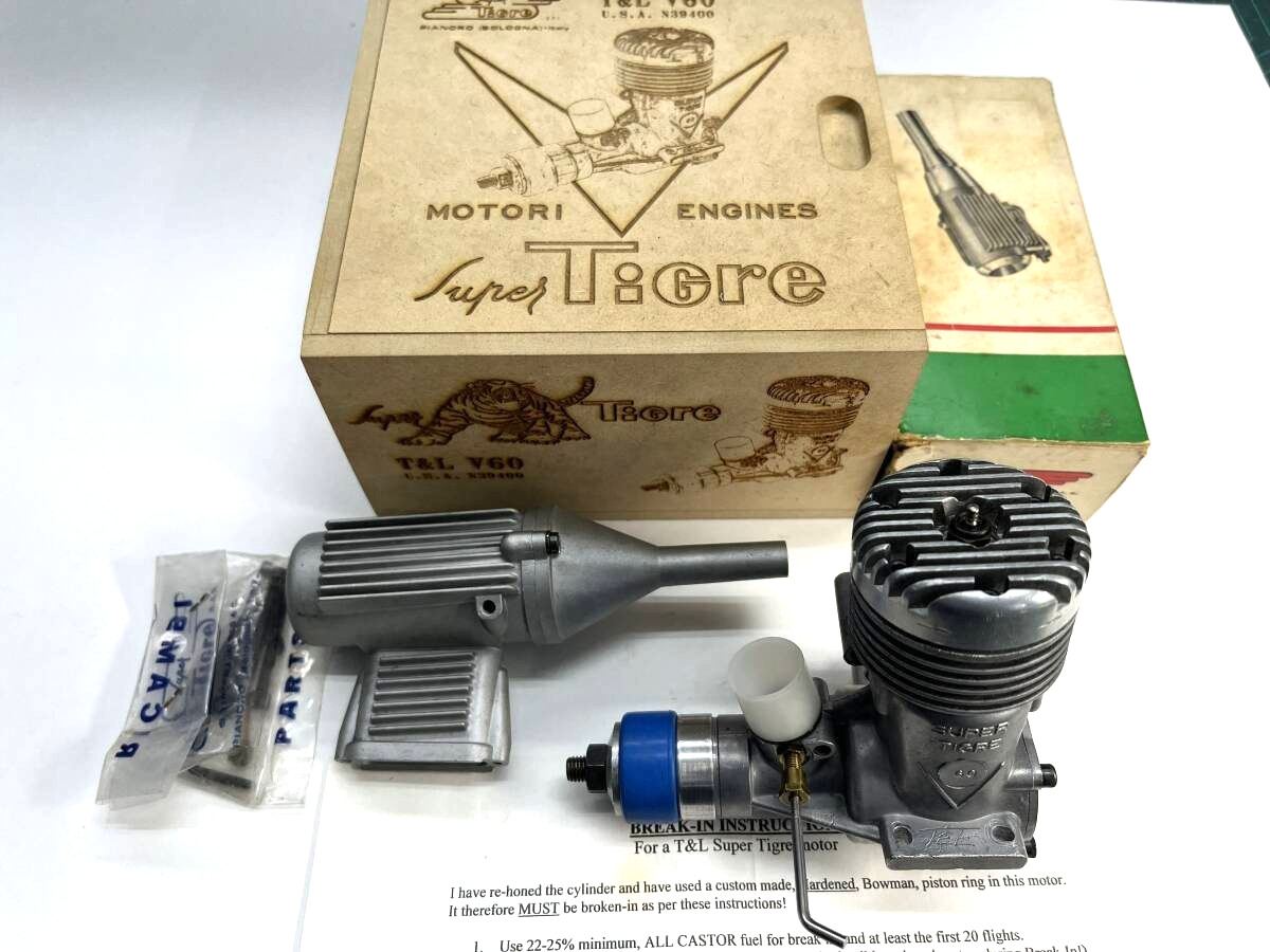 Super Tigre V60 T&L 2-Stroke Glow Engine with Muffler for Control Line Use