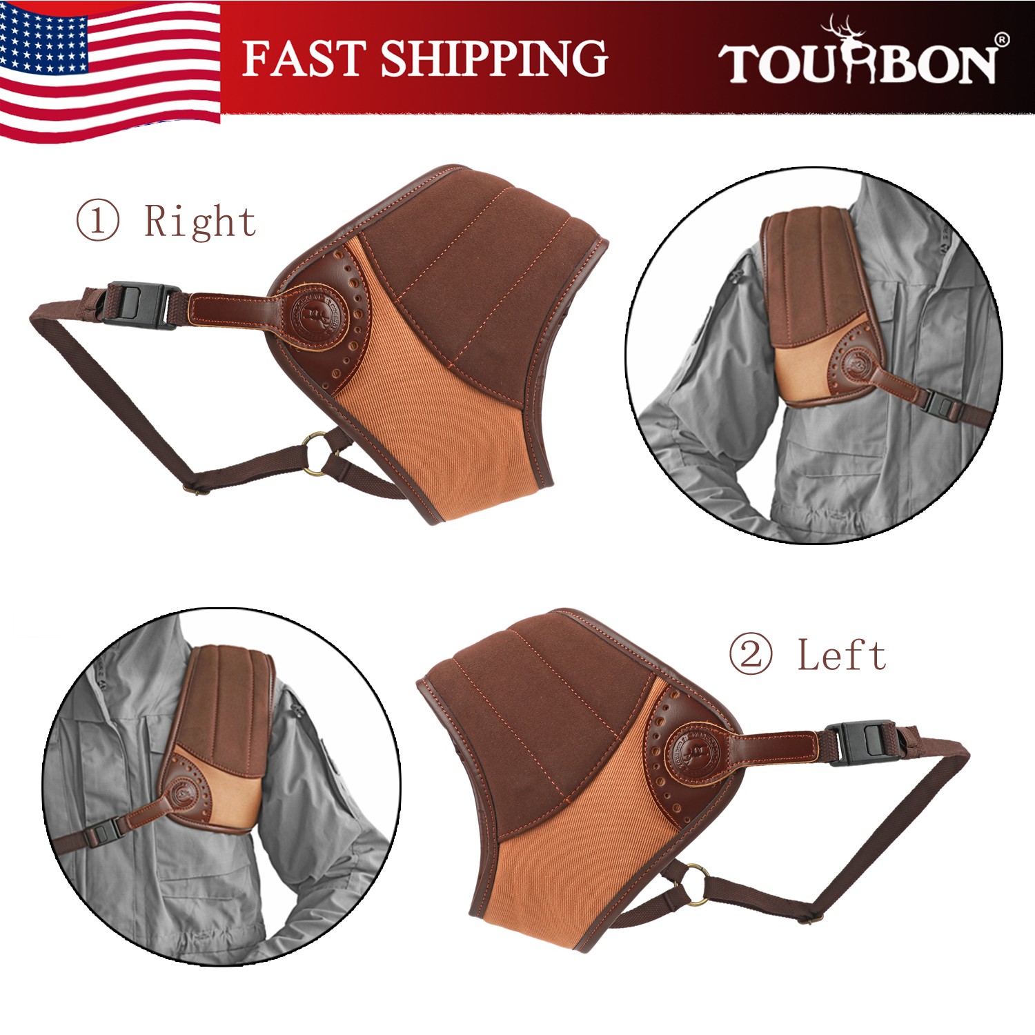 TOURBON Clay Pigeon Shooting Shoulder Recoil Pad Field Guard Vest Gift-L/R