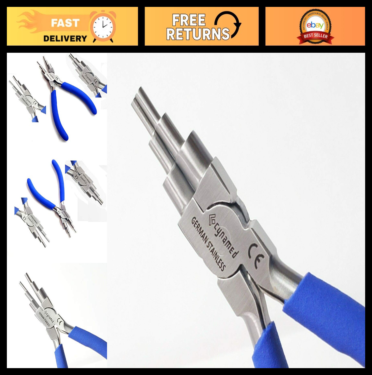 6-in-1 Heavy Duty Bail-Making Pliers for Jewelry, Loop Sizes 2-9mm, Comfort Grip