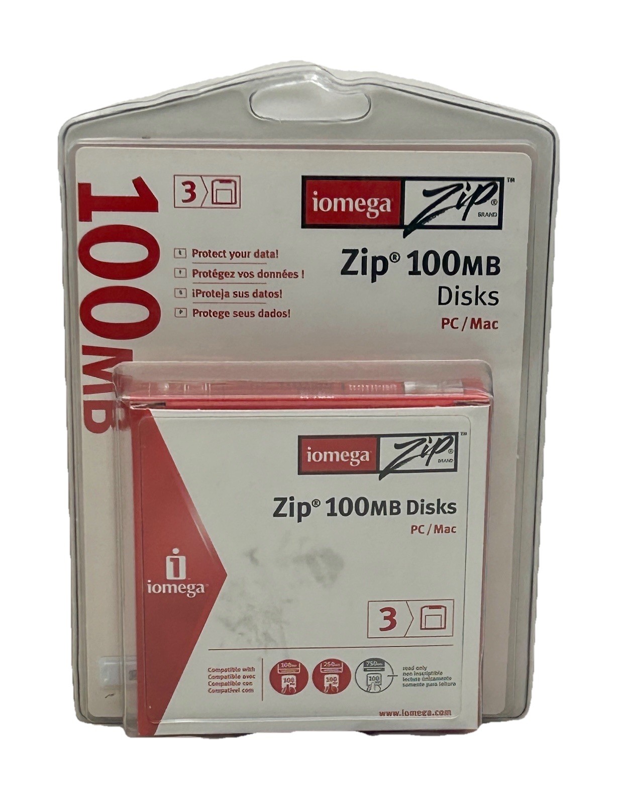Iomega Zip Disk 100MB Cartridge 3-Pack Sealed PC Mac Data Backup Storage Media..